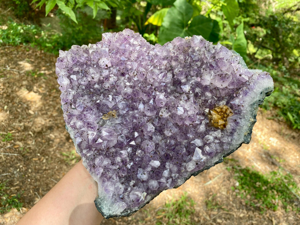 XL Large Amethyst Cluster | Raw Healing Crystal, Purple Geode, High Vibration Stone, Spiritual Protection Goethite Inclusions, 5lb 14oz
