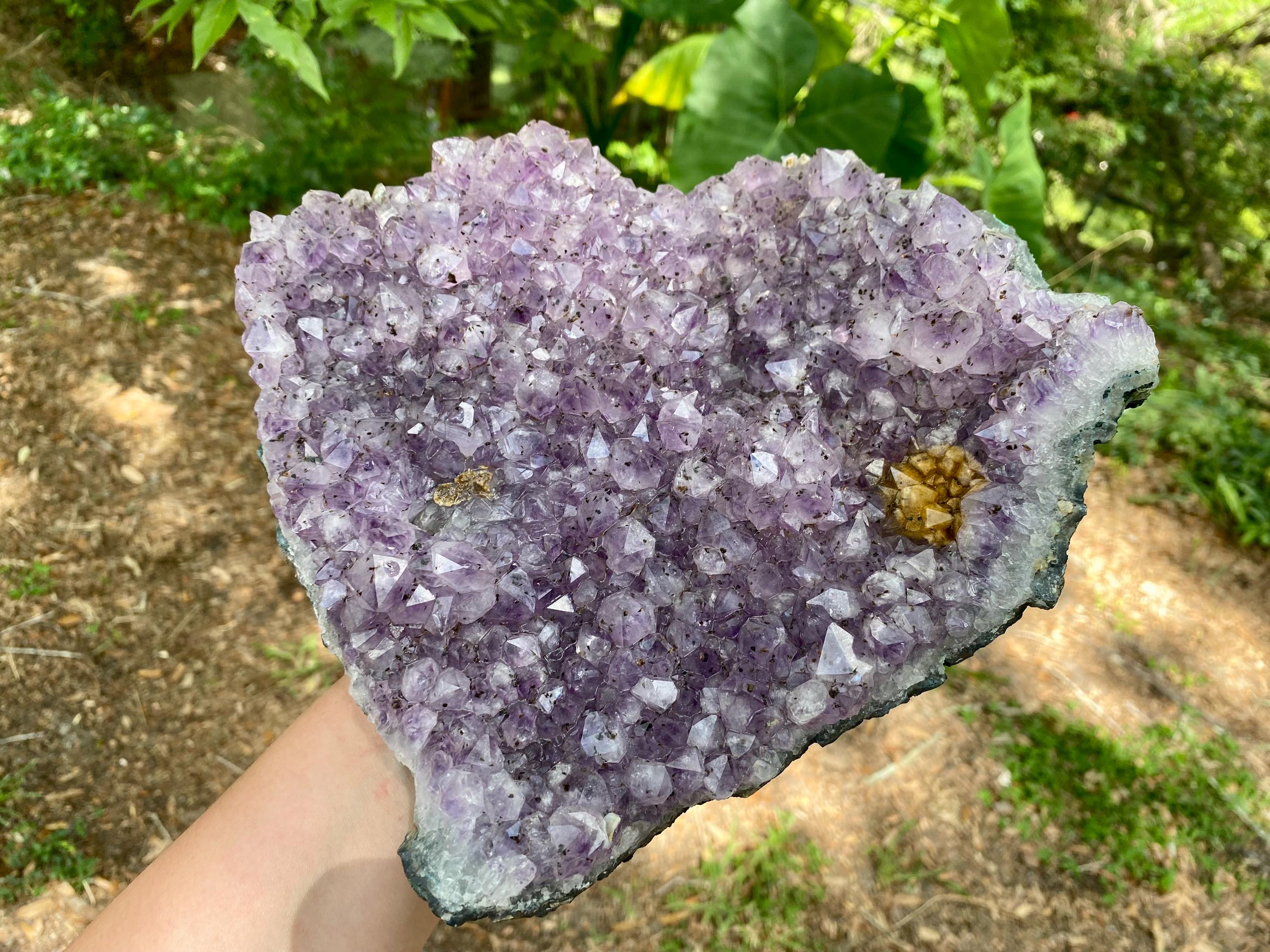 XL Large Amethyst Cluster | Raw Healing Crystal, Purple Geode, High Vibration Stone, Spiritual Protection Goethite Inclusions, 5lb 14oz