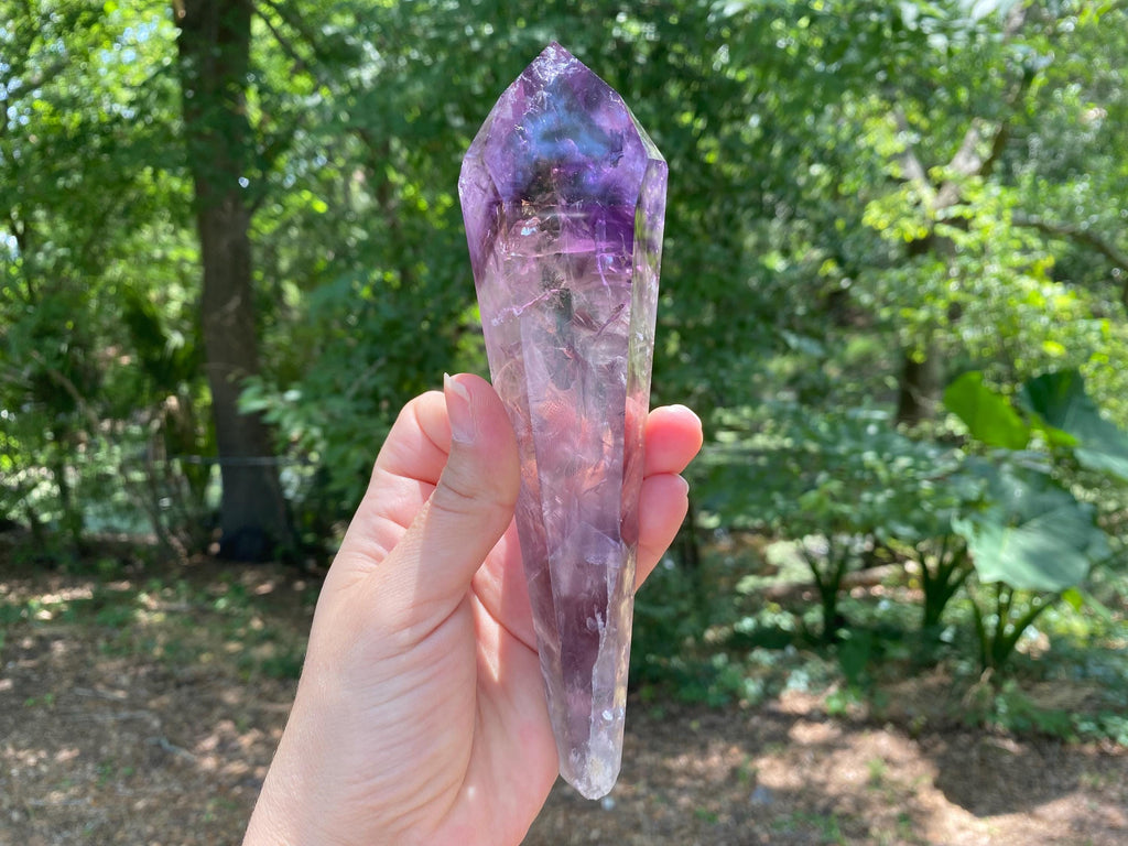 Polished Amethyst Wand: Rainbows & Phantoms - Bahia Crystal