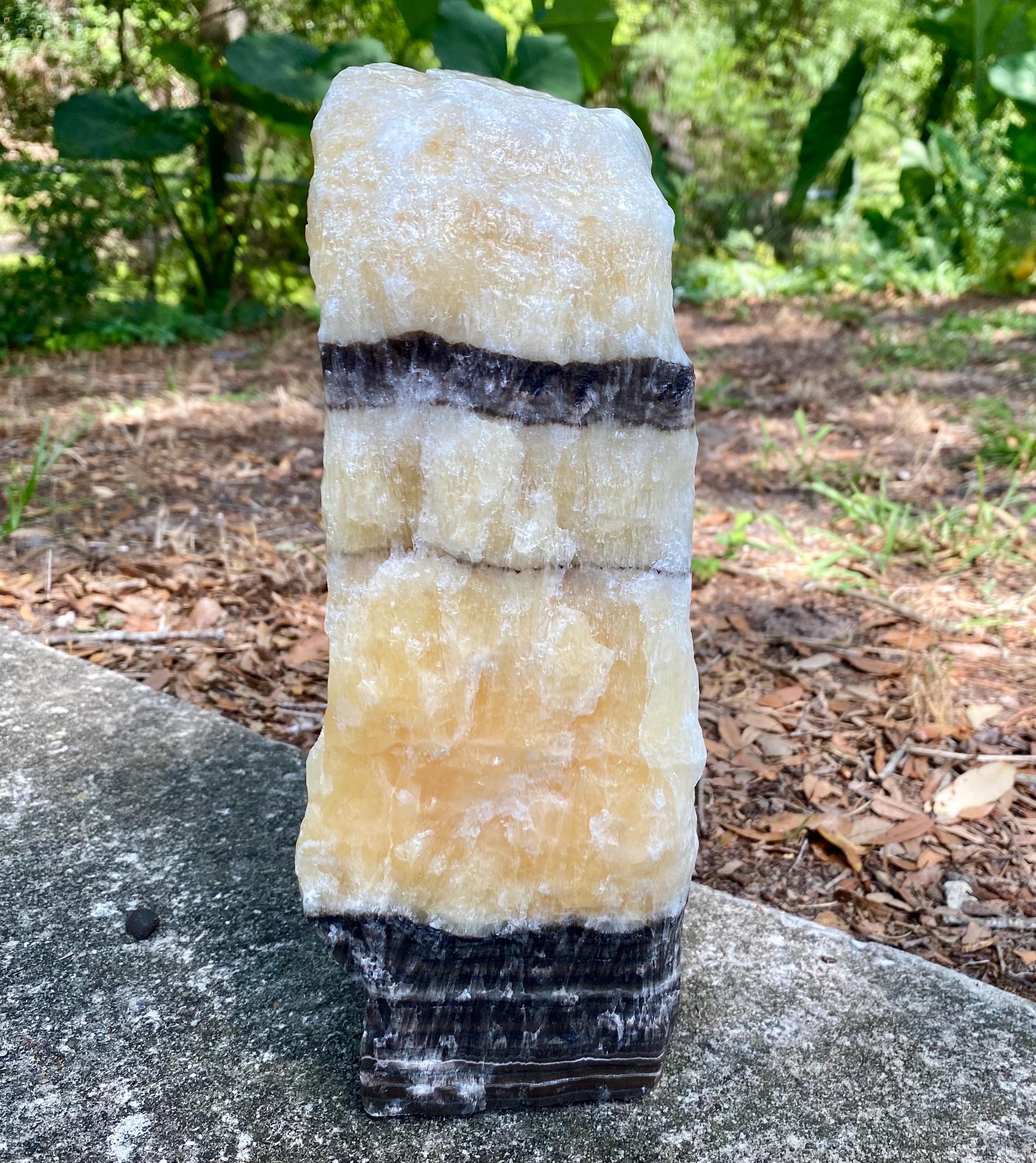 Large Yellow Banded Calcite: 12 Lbs Stone, Solar Plexus Chakra