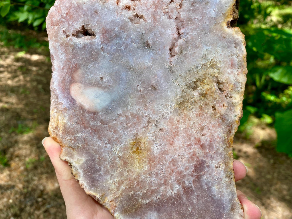 XL Pink Amethyst Crystal Slab on Metal Stand