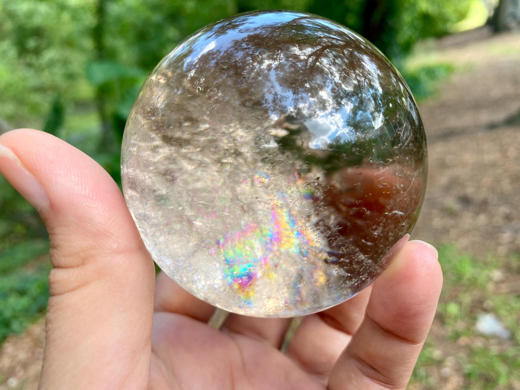 Rainbow Smoky Quartz Sphere: Brazilian Crystal, 2.5 inch