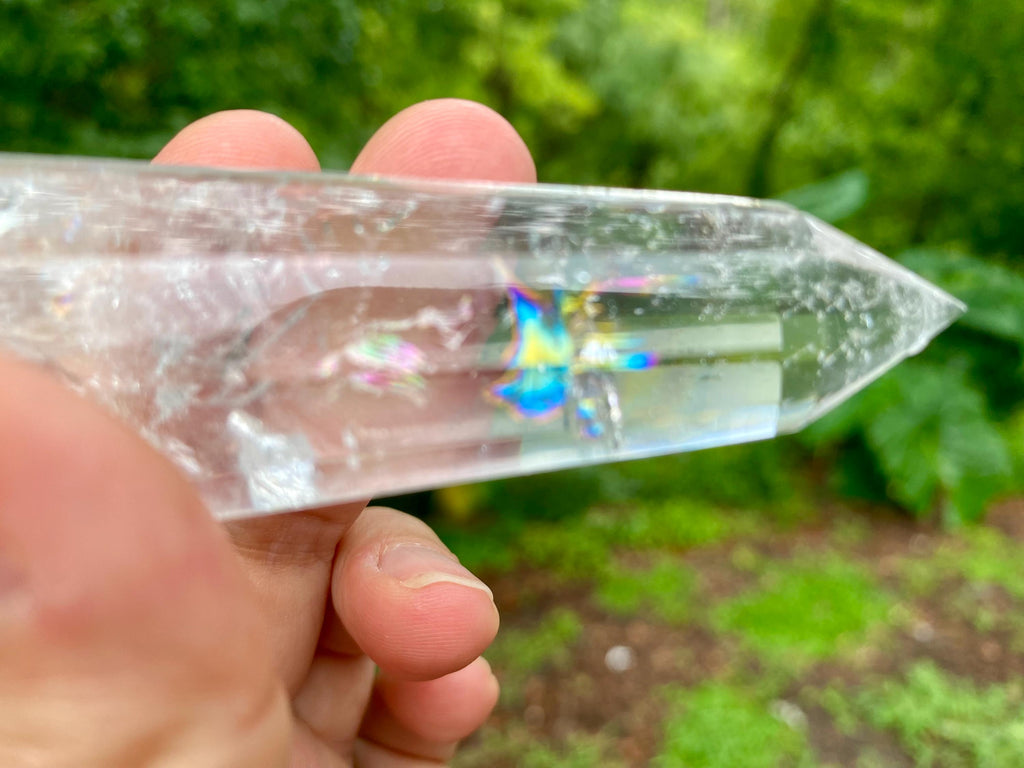 Faceted Clear Quartz Vogel Wand: Rainbow Crystal Healing