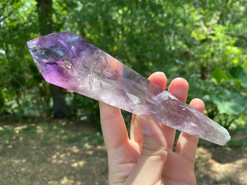 Polished Amethyst Wand: Rainbows & Phantoms - Bahia Crystal