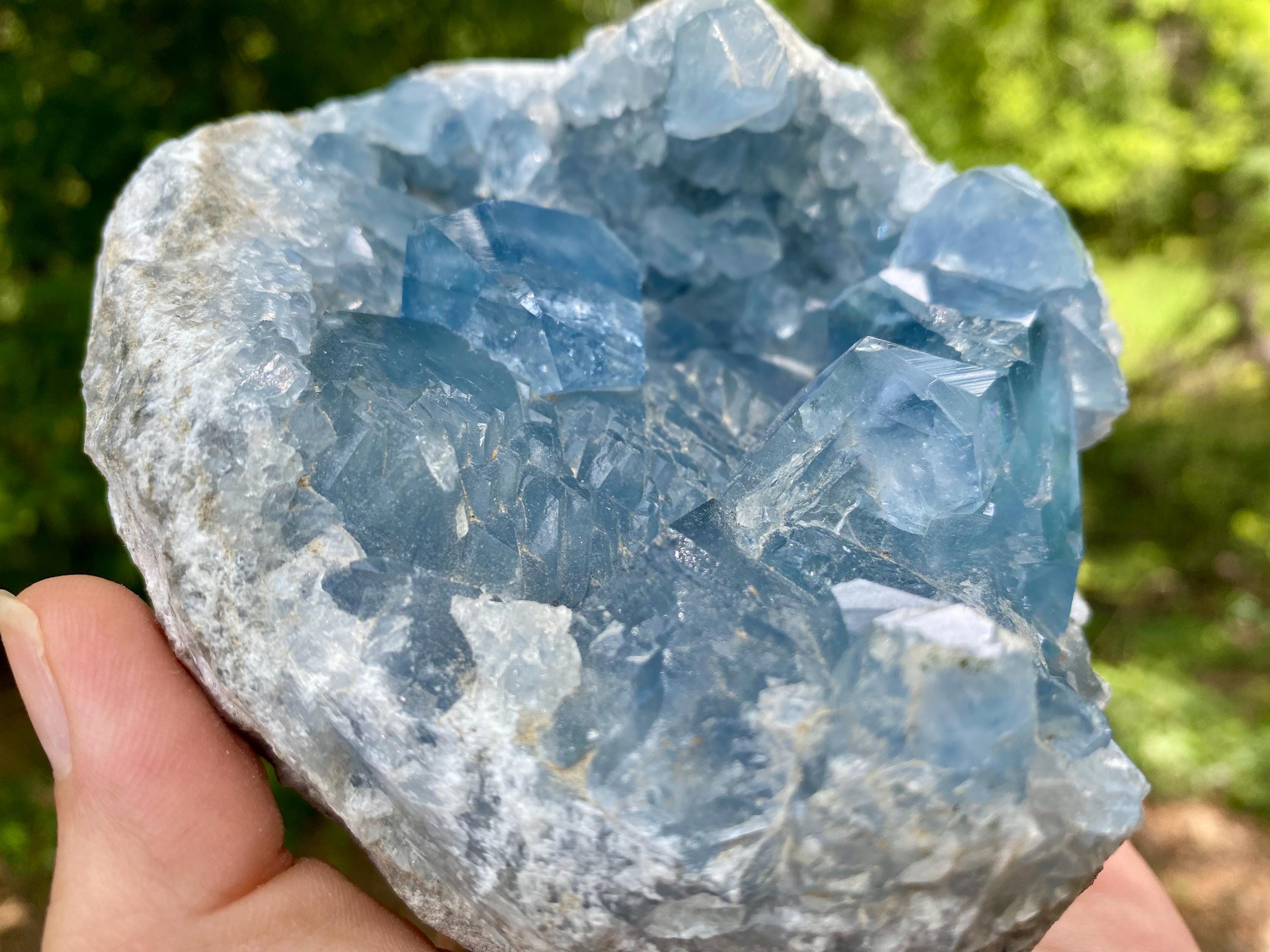 Raw Celestite Crystal Cluster: Madagascar Blue Healing Stone