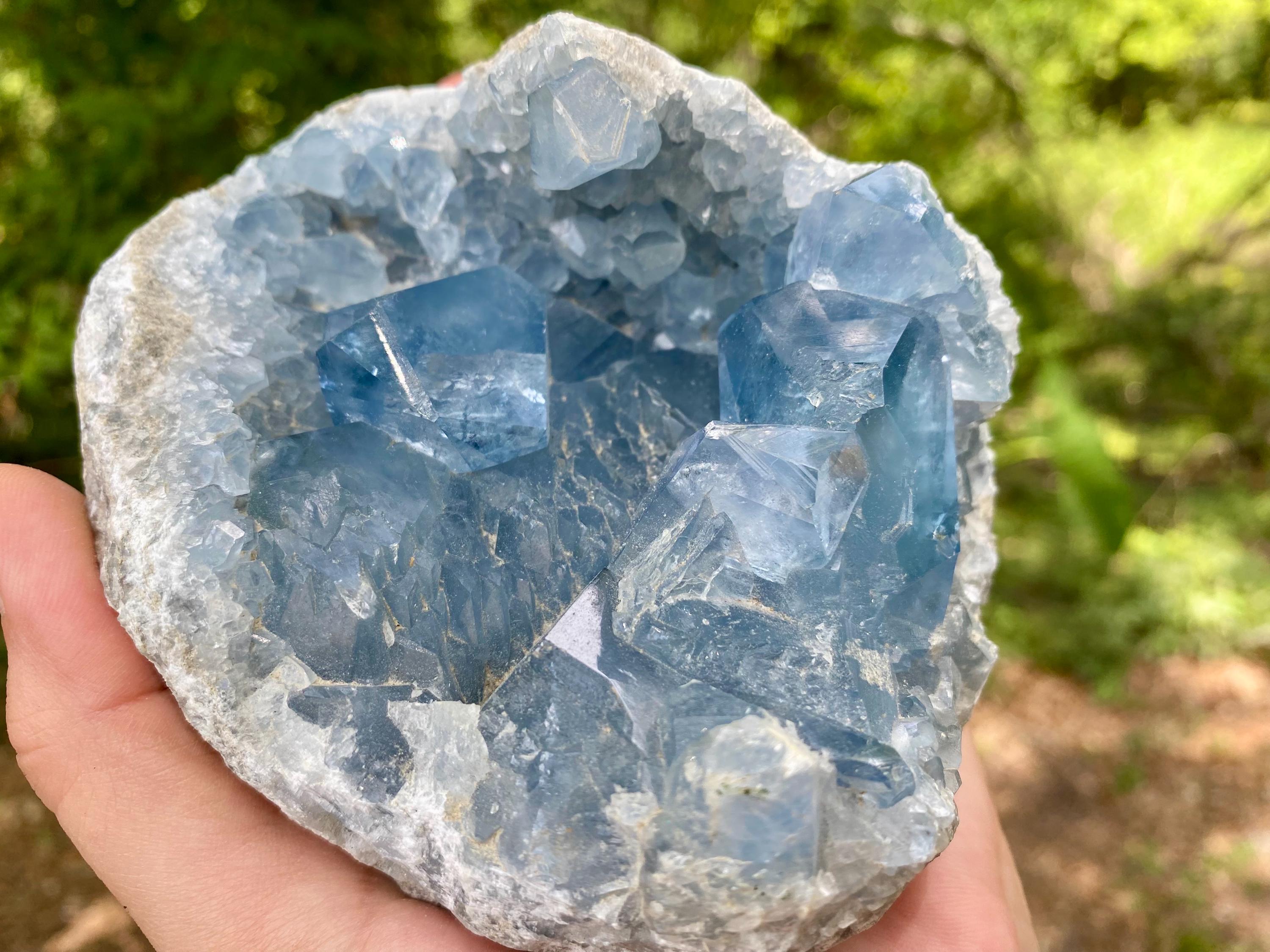 Raw Celestite Crystal Cluster: Madagascar Blue Healing Stone