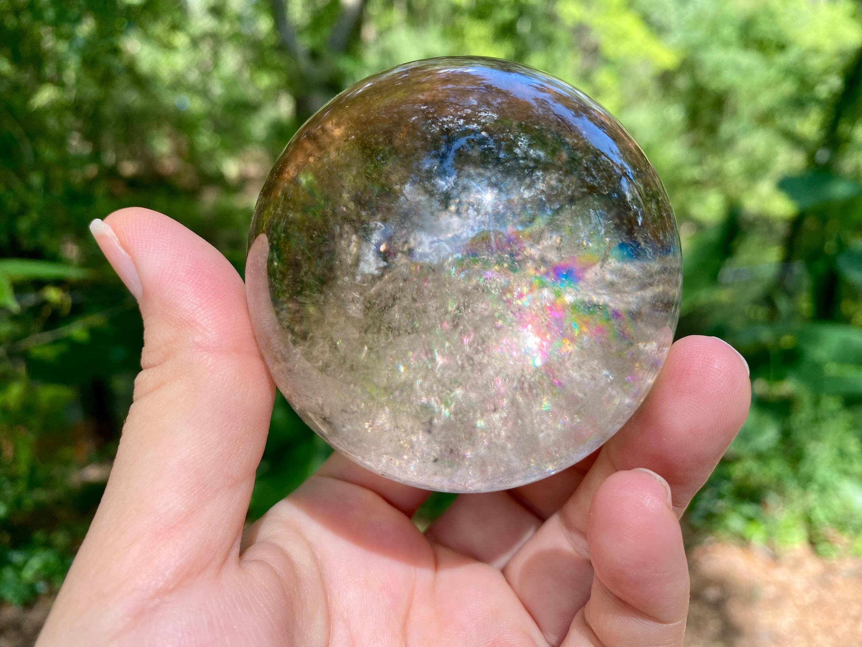 Rainbow Smoky Quartz Sphere: Brazilian Crystal, 2.5 inch