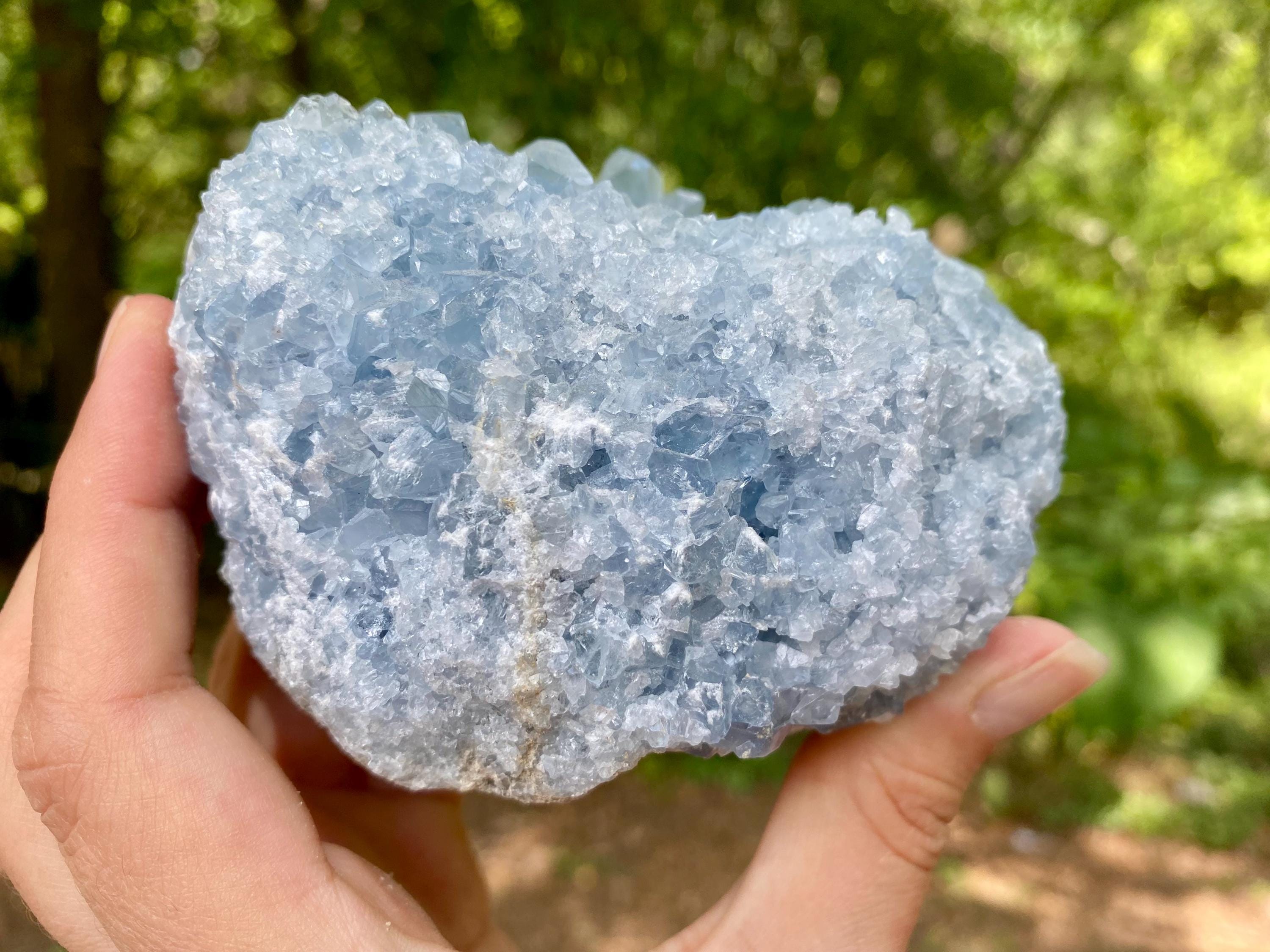 Raw Celestite Crystal Cluster: Madagascar Geode, Angelic Energy