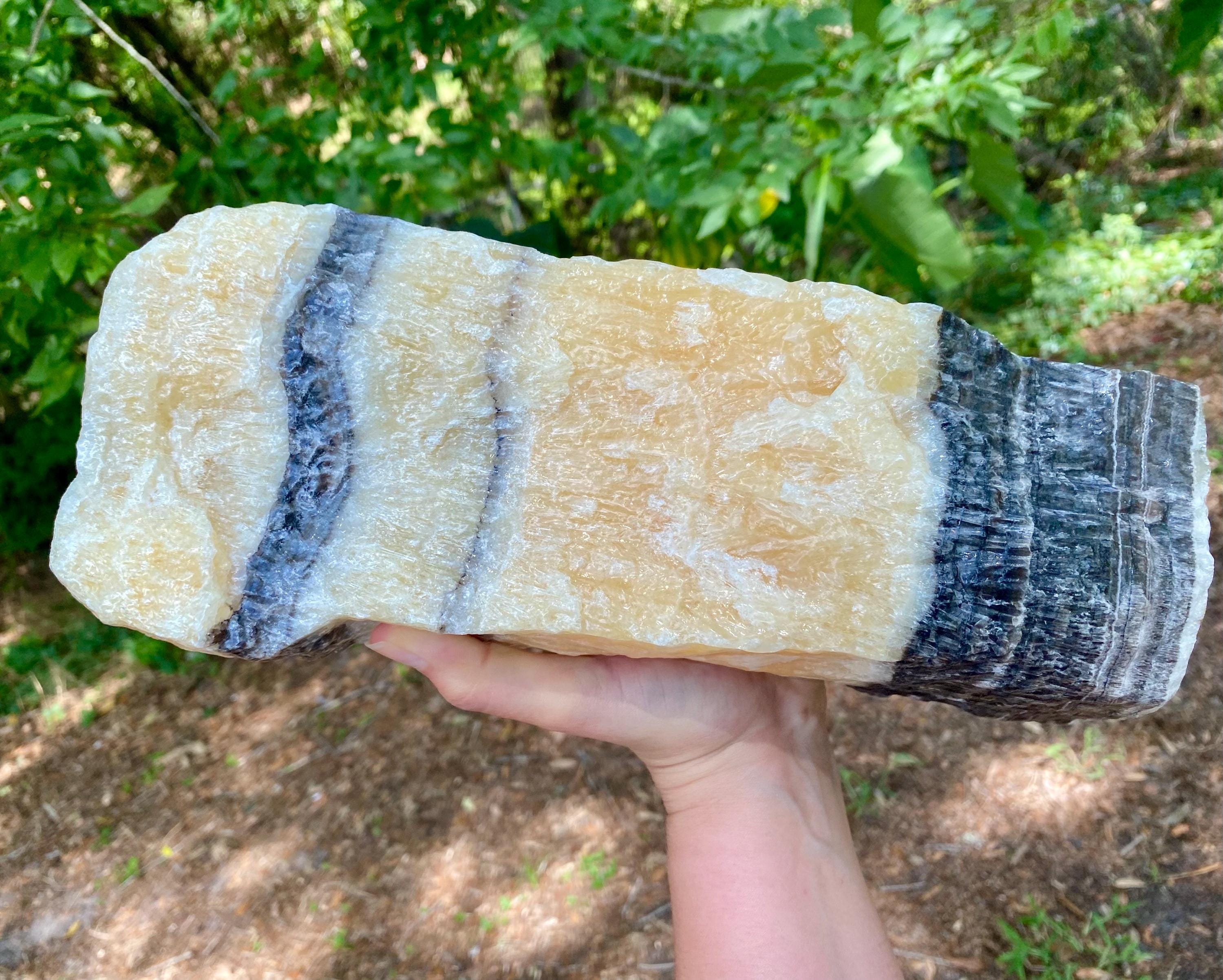 Large Yellow Banded Calcite: 12 Lbs Stone, Solar Plexus Chakra