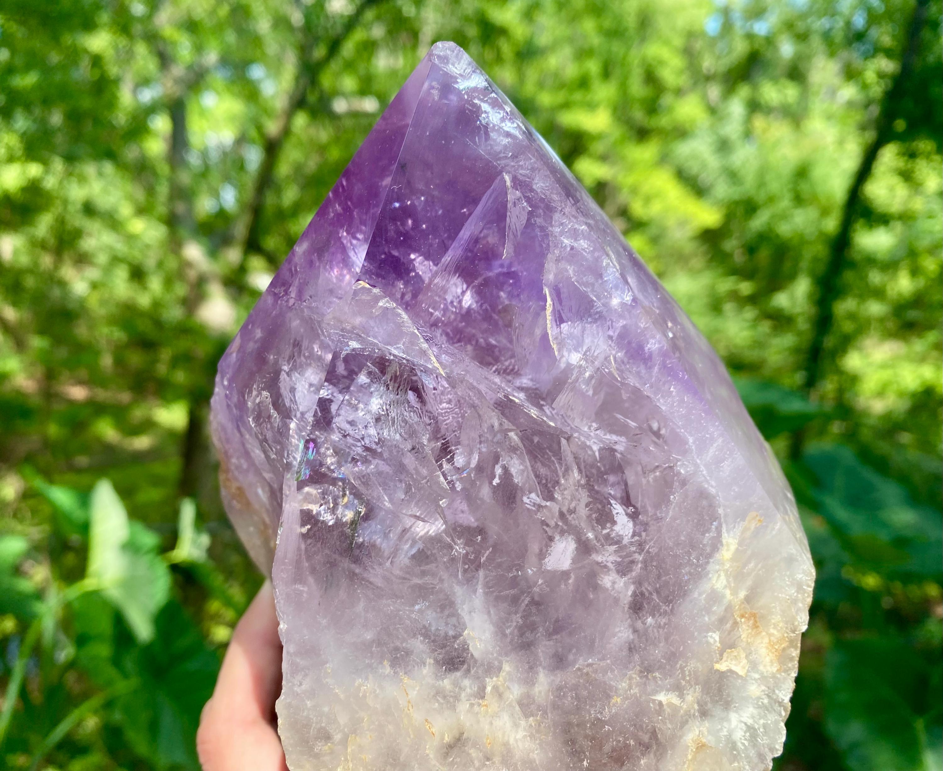 Self-Standing Crystal Generator Gigantic Amethyst Point Tower | Large Obelisk Crystal, Spiritual Protection, Meditation & High Energy Decor.