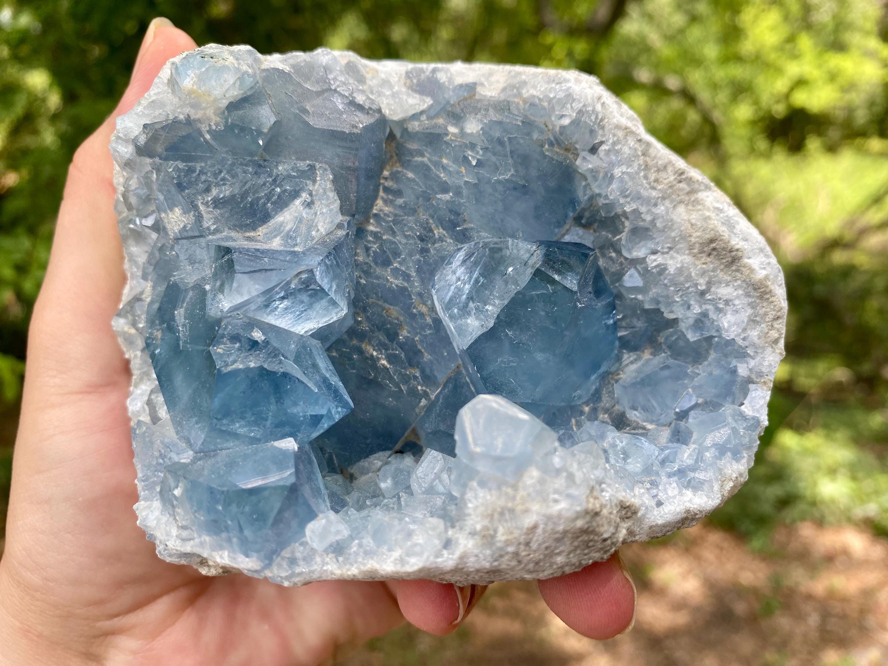 Raw Celestite Crystal Cluster: Madagascar Blue Healing Stone