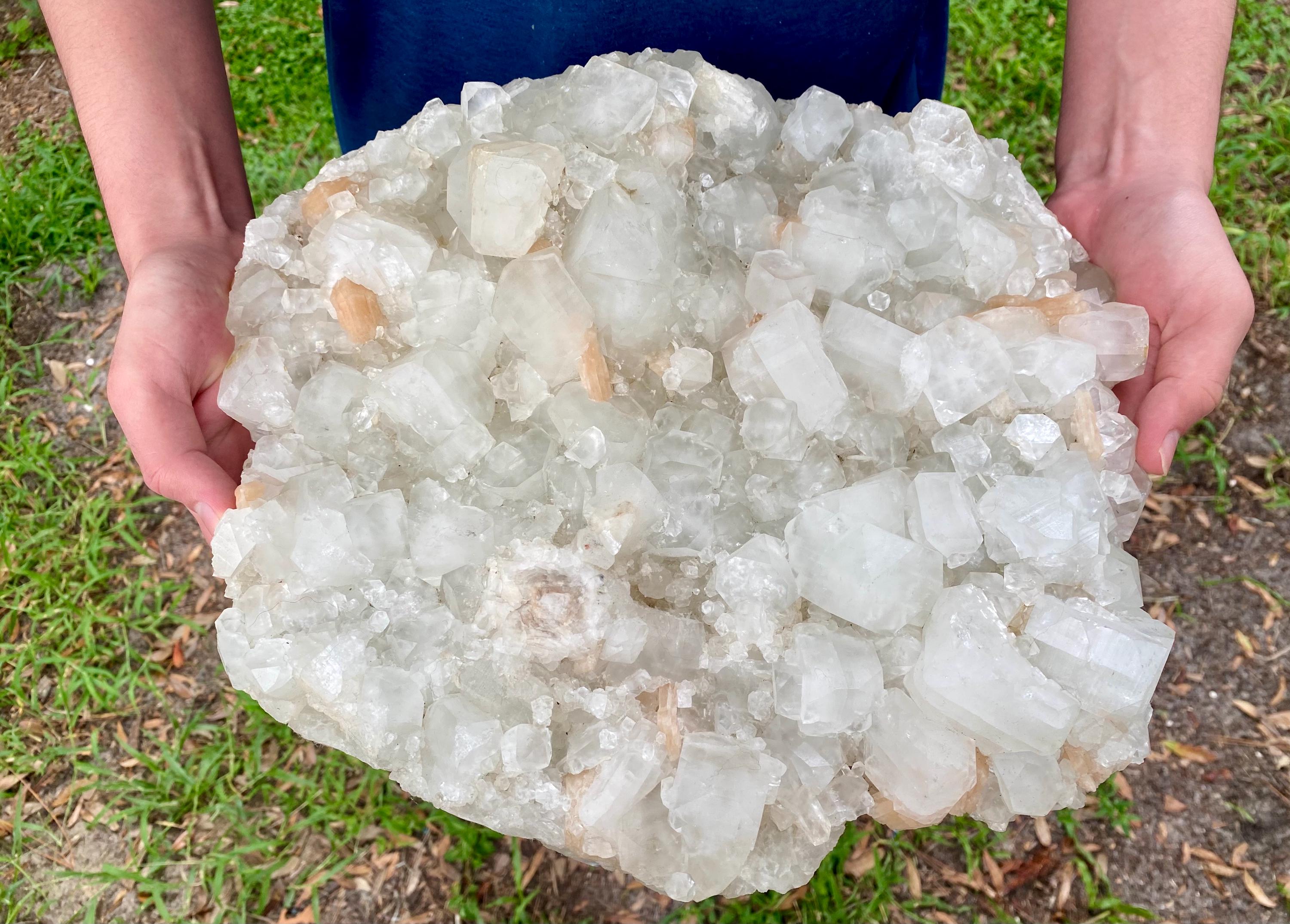 Rare Apophyllite Crystal Cluster with stilbite inclusions, Unique specimen worthy of being displayed anywhere.