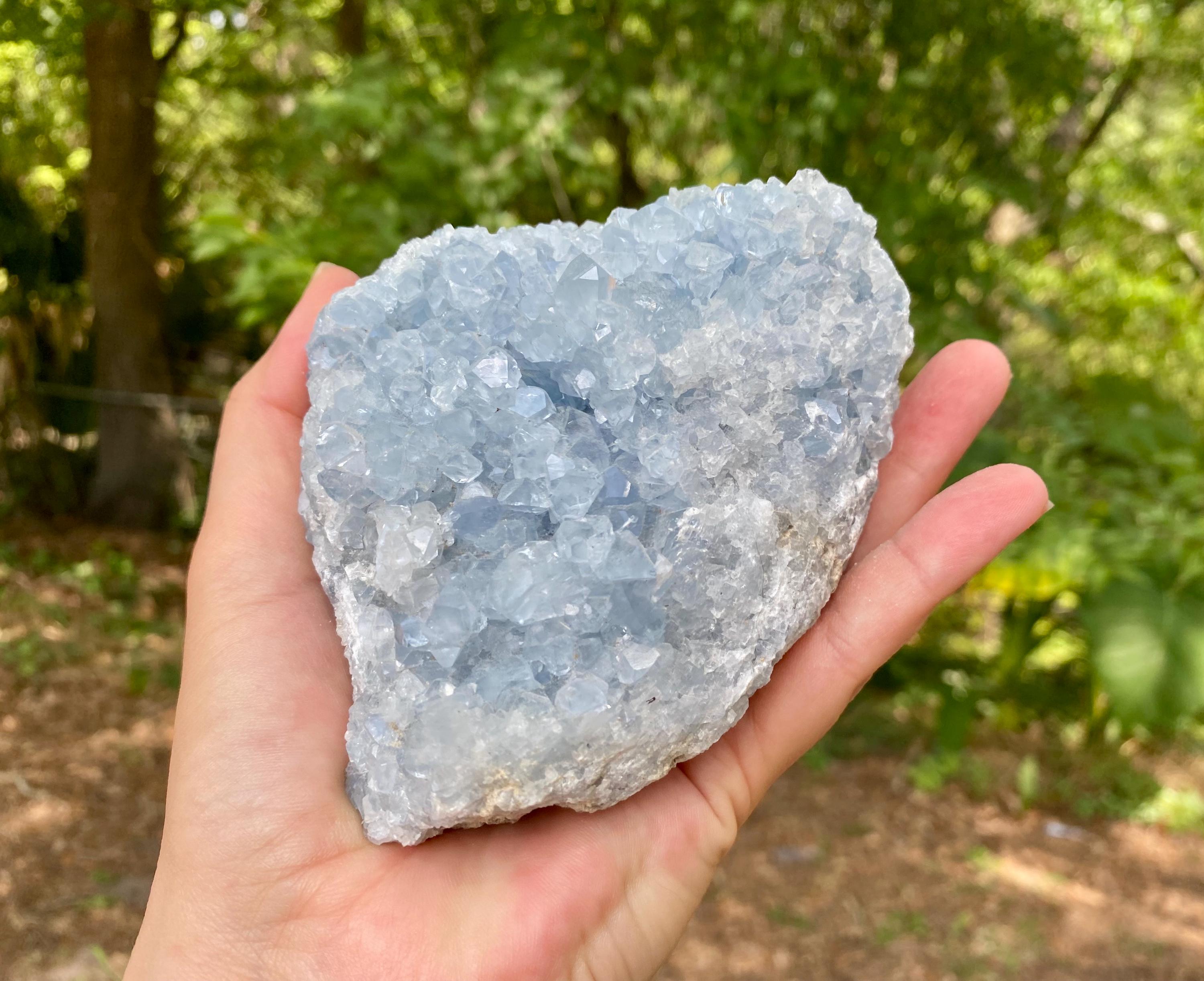 Raw Celestite Crystal Cluster: Madagascar Geode, Angelic Energy