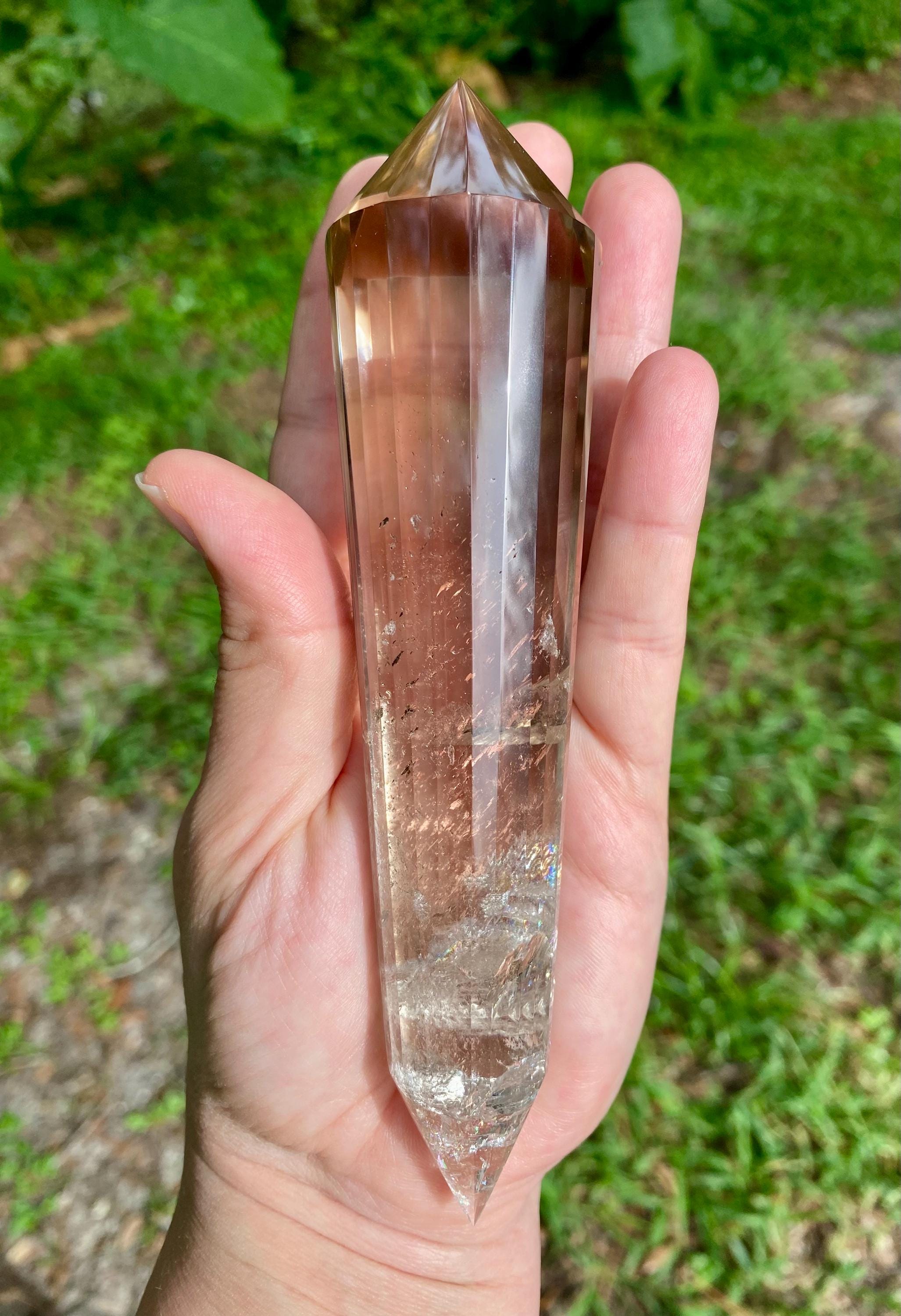 Vogel Cut Smoky Quartz Crystal Wand: Reiki Healing Energy Tool