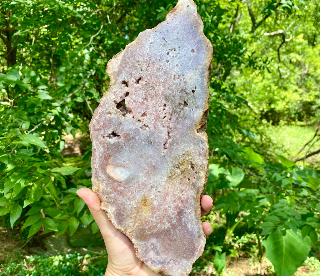 XL Pink Amethyst Crystal Slab on Metal Stand