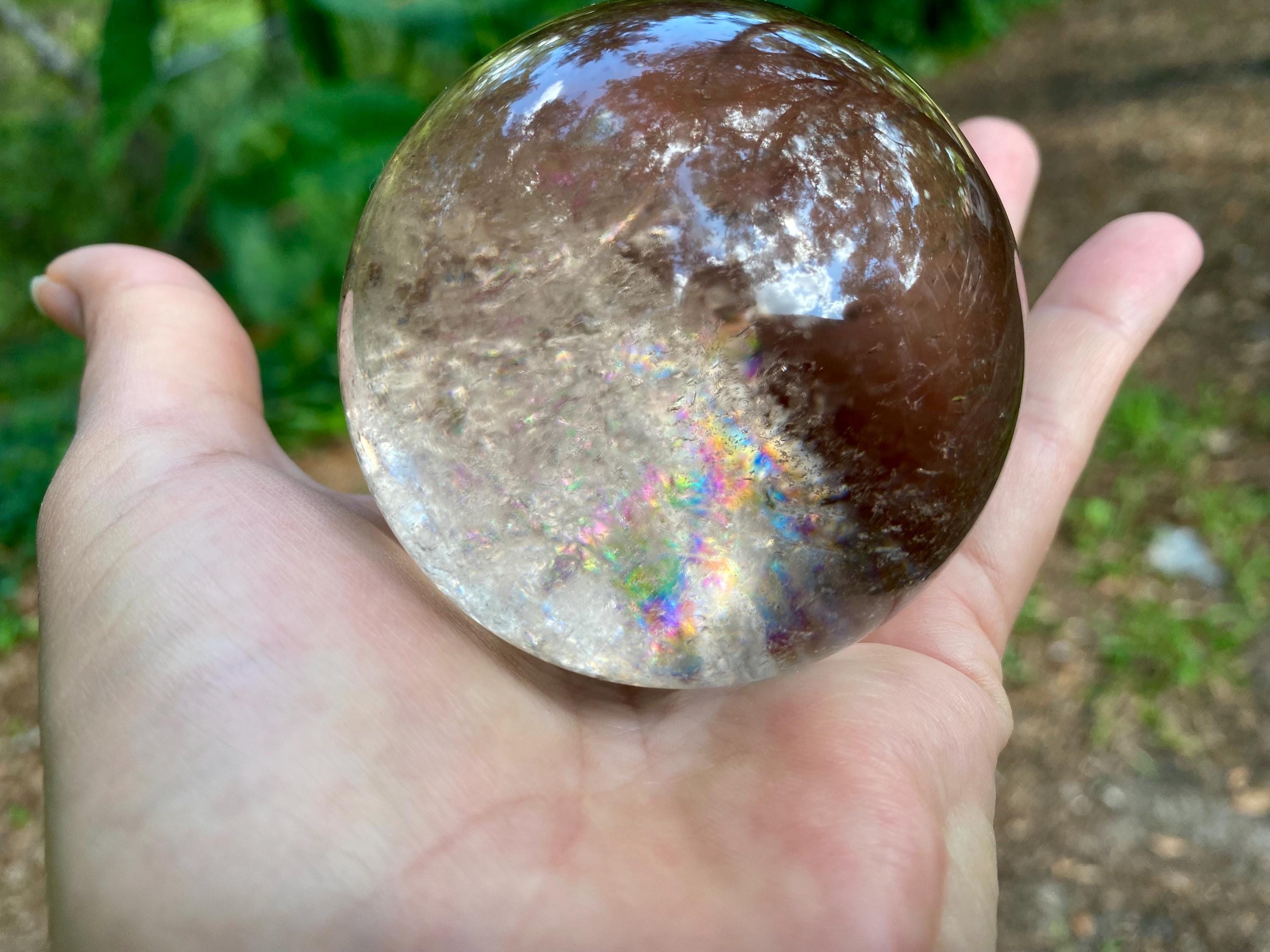 Rainbow Smoky Quartz Sphere: Brazilian Crystal, 2.5 inch