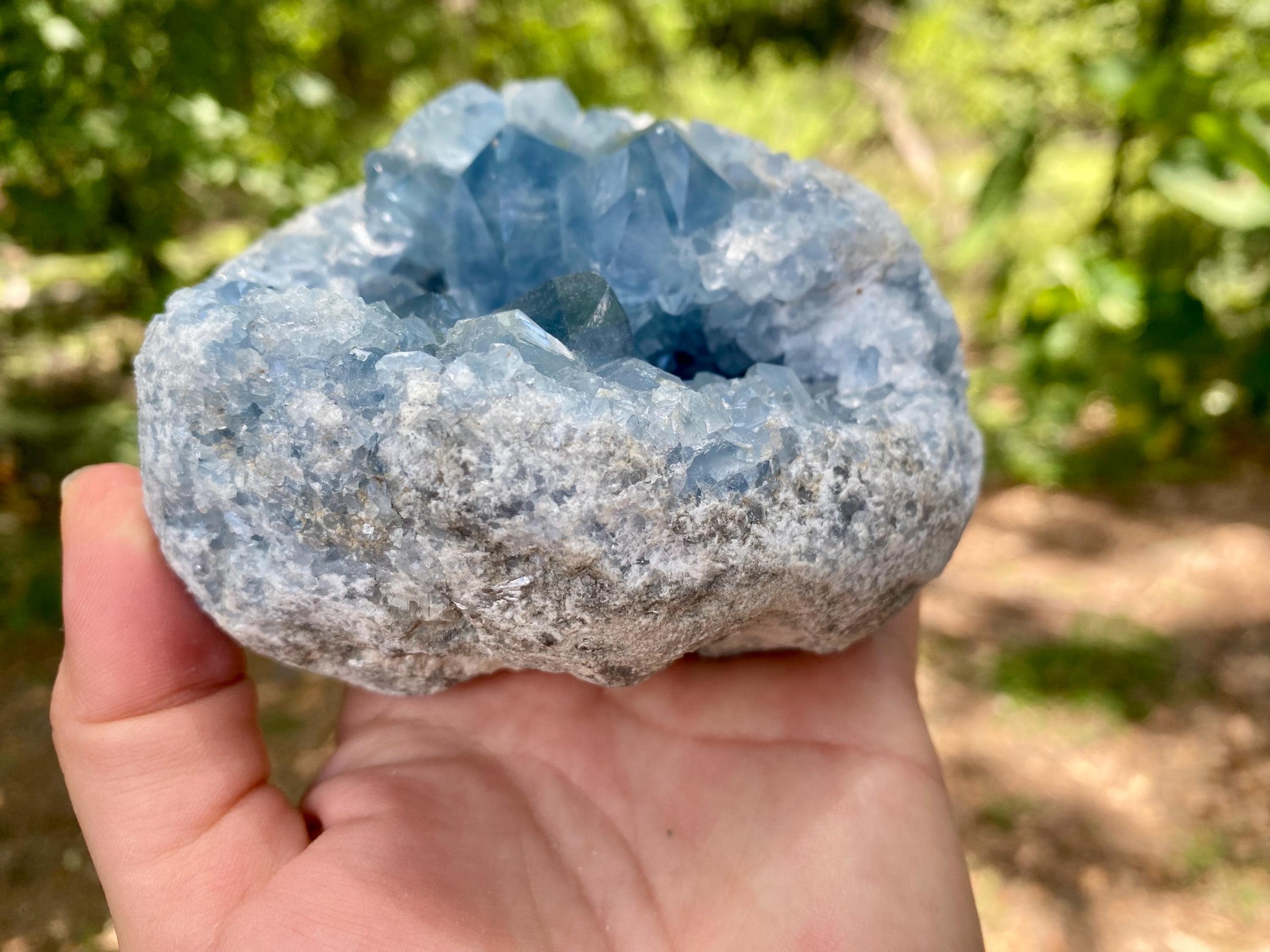 Celestite Crystal Geode – Raw Celestine Cluster for Angelic Energy– Soothing Blue Crystal for Home  Decor, Chakra Alignment, Natural Crystal