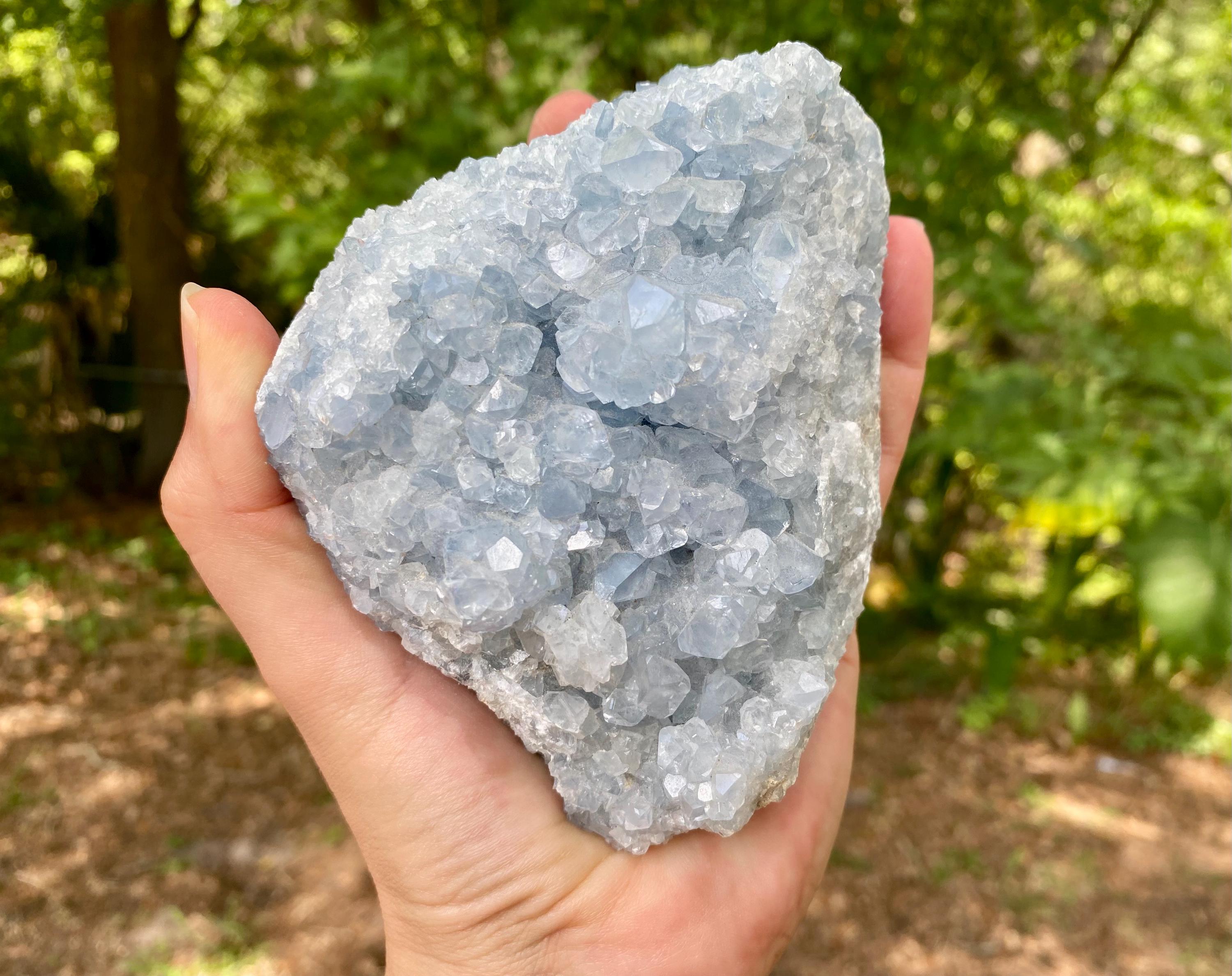 Raw Celestite Crystal Cluster: Madagascar Geode, Angelic Energy