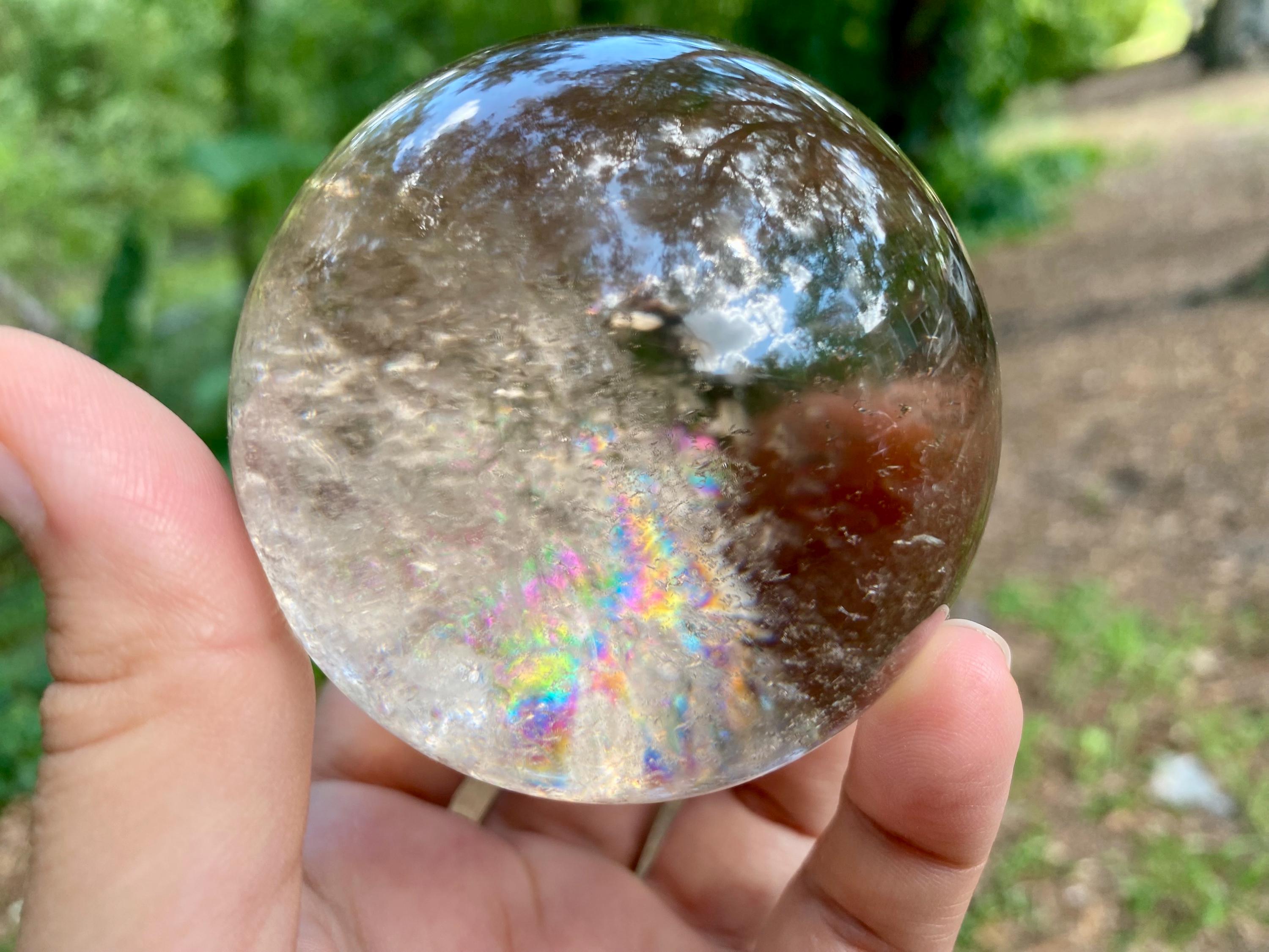 Rainbow Smoky Quartz Sphere: Brazilian Crystal, 2.5 inch