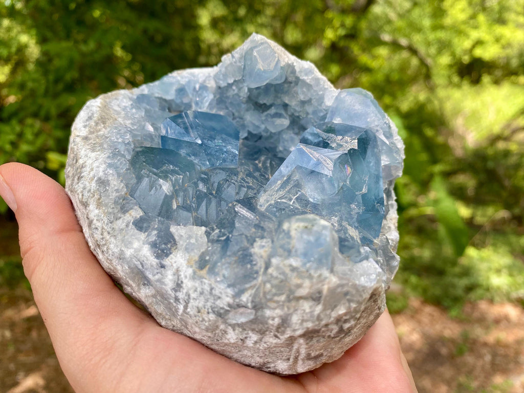 Raw Celestite Crystal Cluster: Madagascar Blue Healing Stone