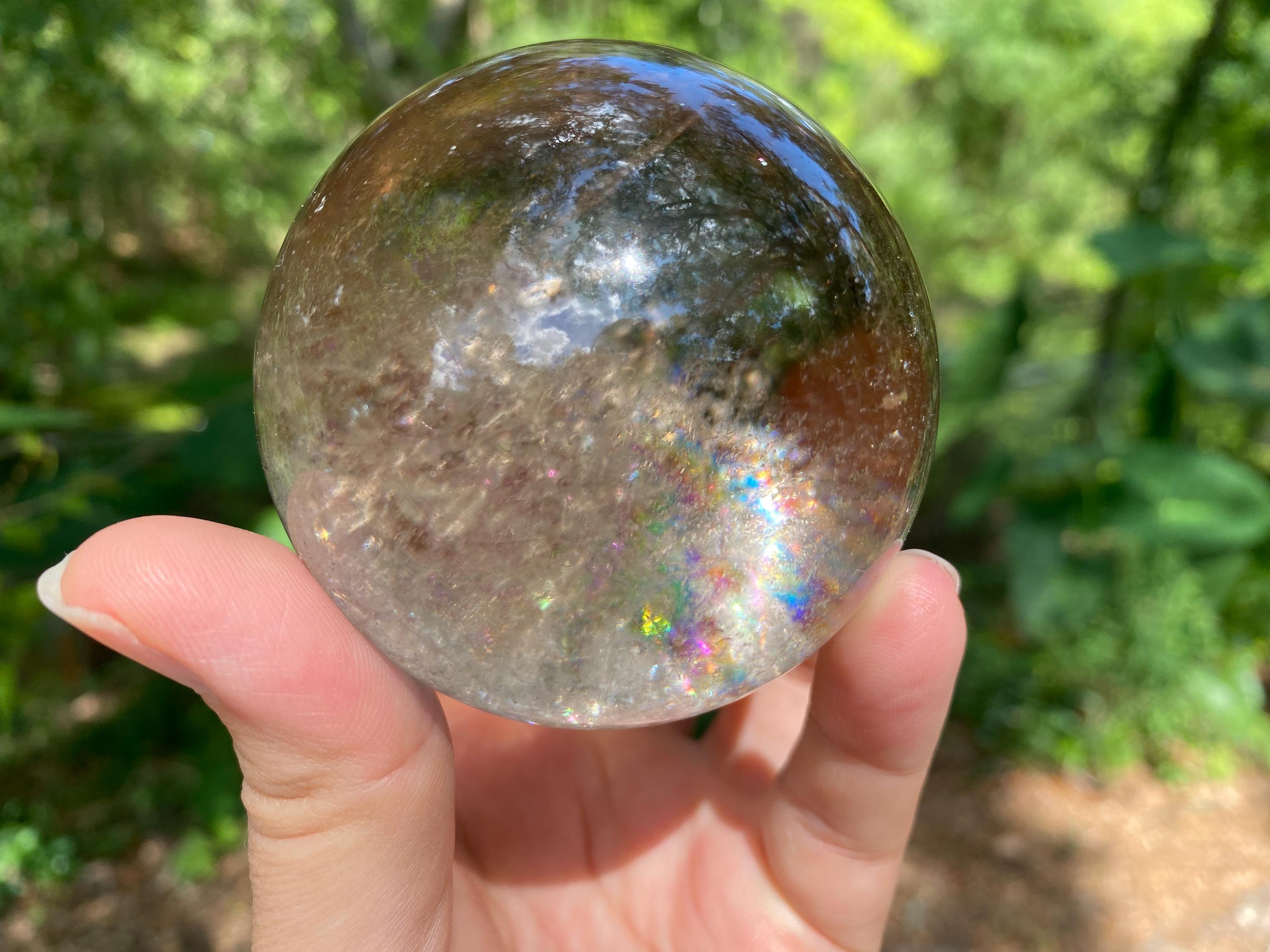 Rainbow Smoky Quartz Sphere: Brazilian Crystal, 2.5 inch
