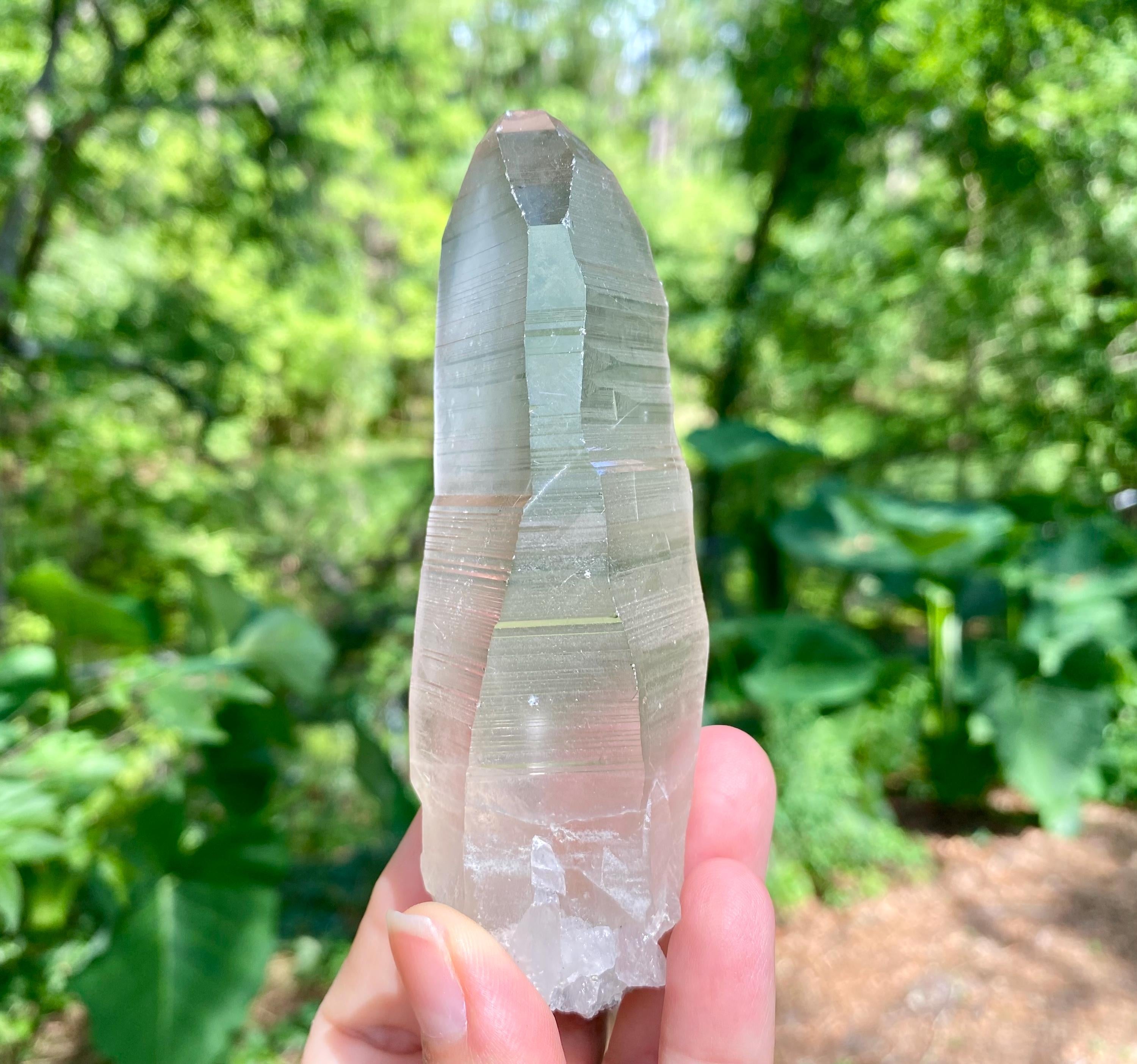 Smoky Lemurian Quartz Crystal Point: Natural Unpolished Gemstone (Chipped Tip - See Pictures) magnificent lemurian specimen.