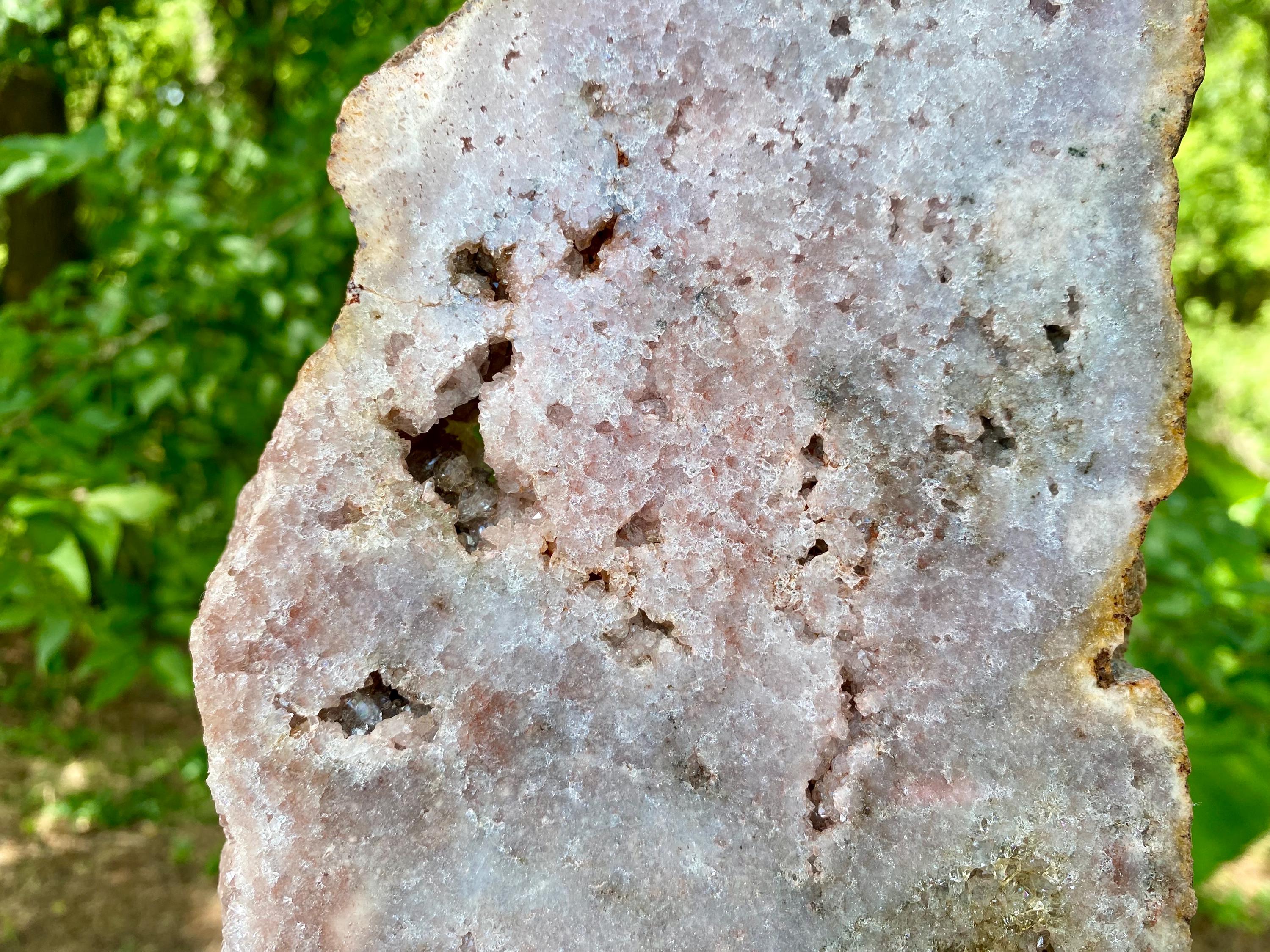 XL Pink Amethyst Crystal Slab on Metal Stand