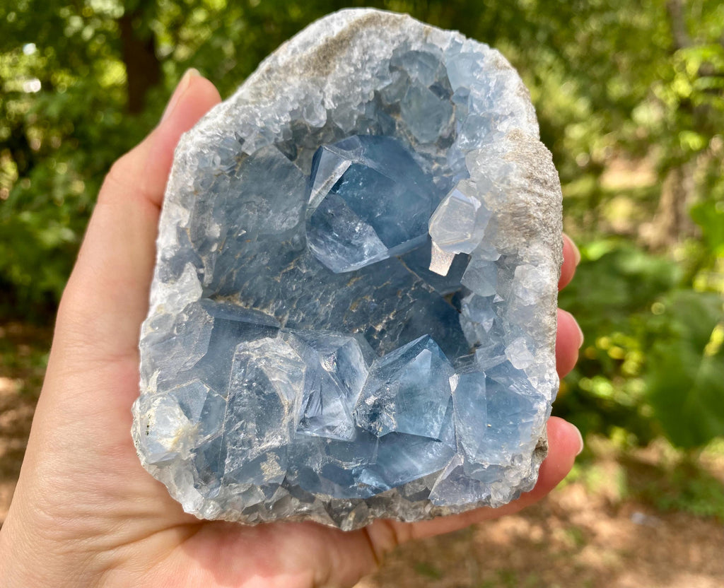 Raw Celestite Crystal Cluster: Madagascar Blue Healing Stone