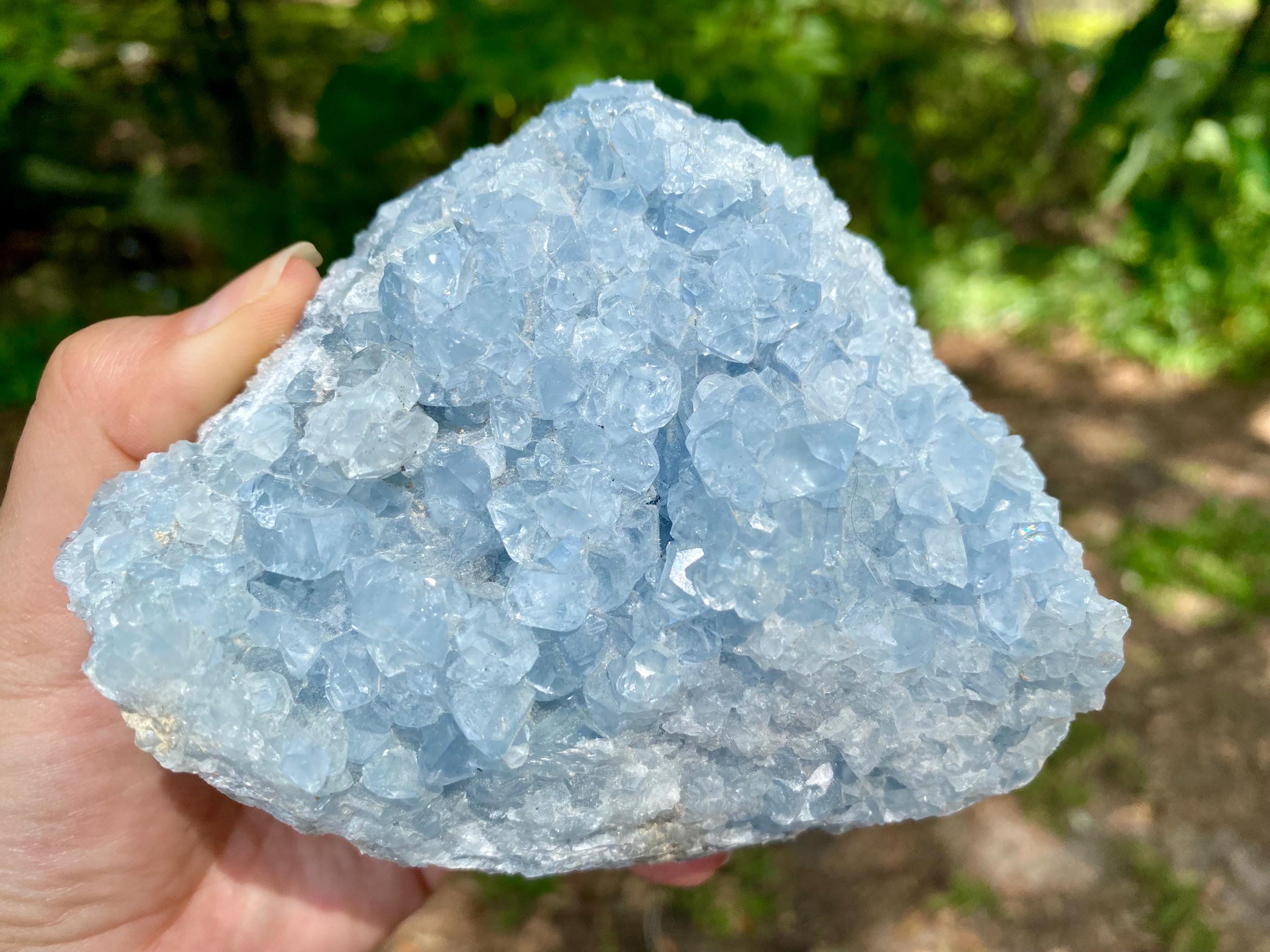 Raw Celestite Crystal Cluster: Madagascar Geode, Angelic Energy