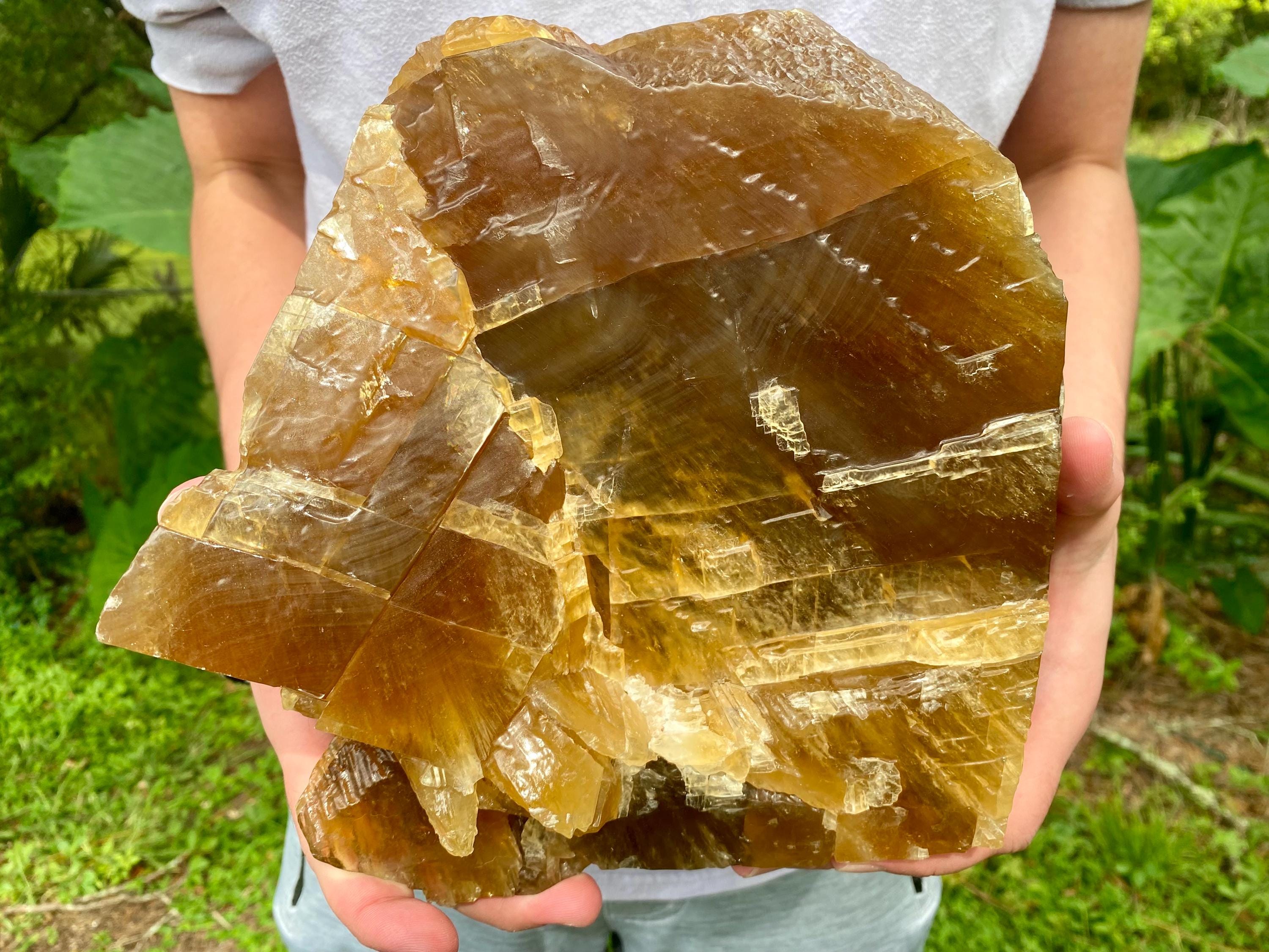 Large Honey Calcite Crystal | Raw Natural Golden Stone, Confidence & Empowerment, Solar Plexus Chakra Energy, Meditation Crystal.