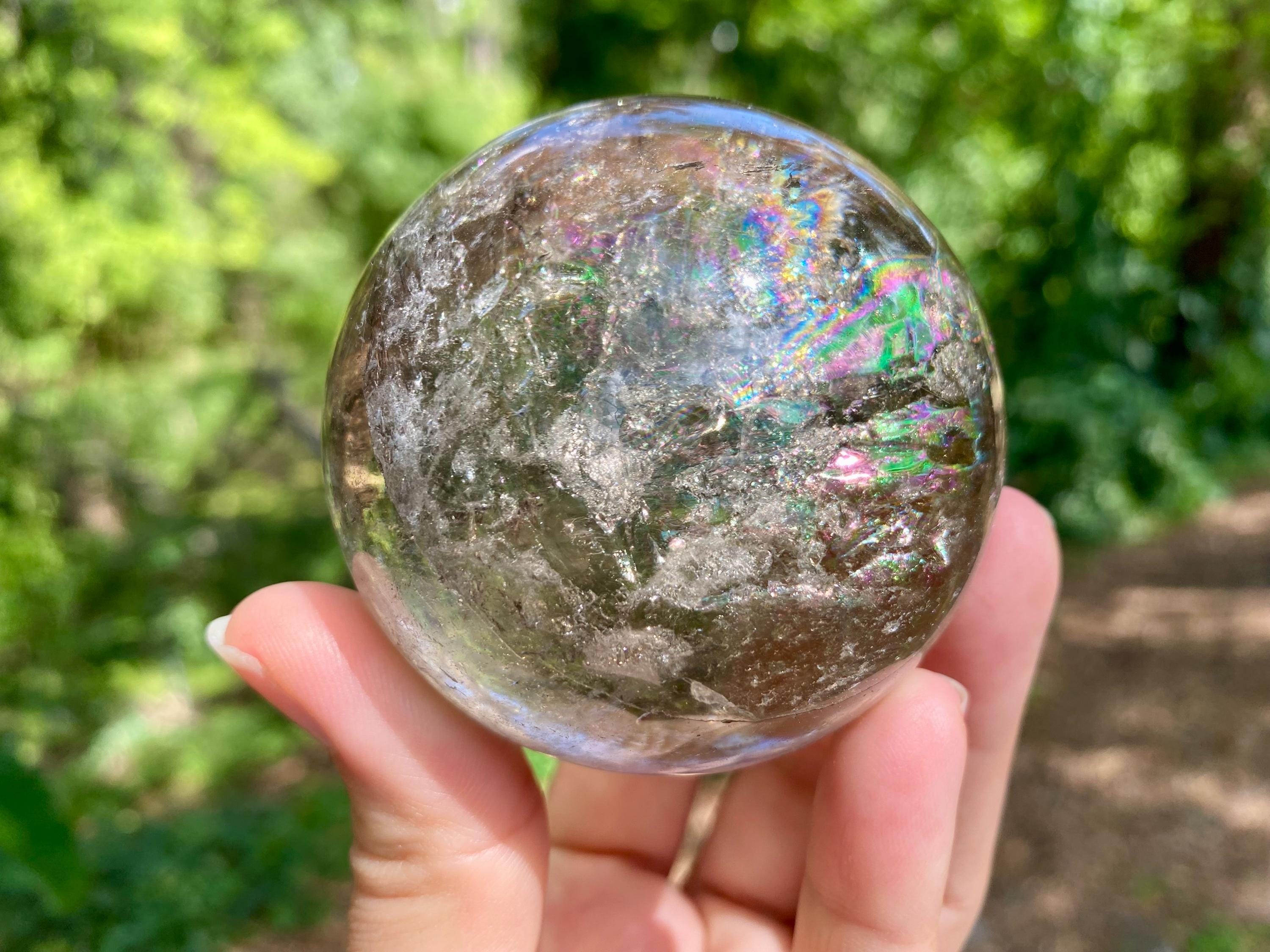 Rainbow Smoky Quartz Sphere: Brazilian Crystal, 2.5 inch