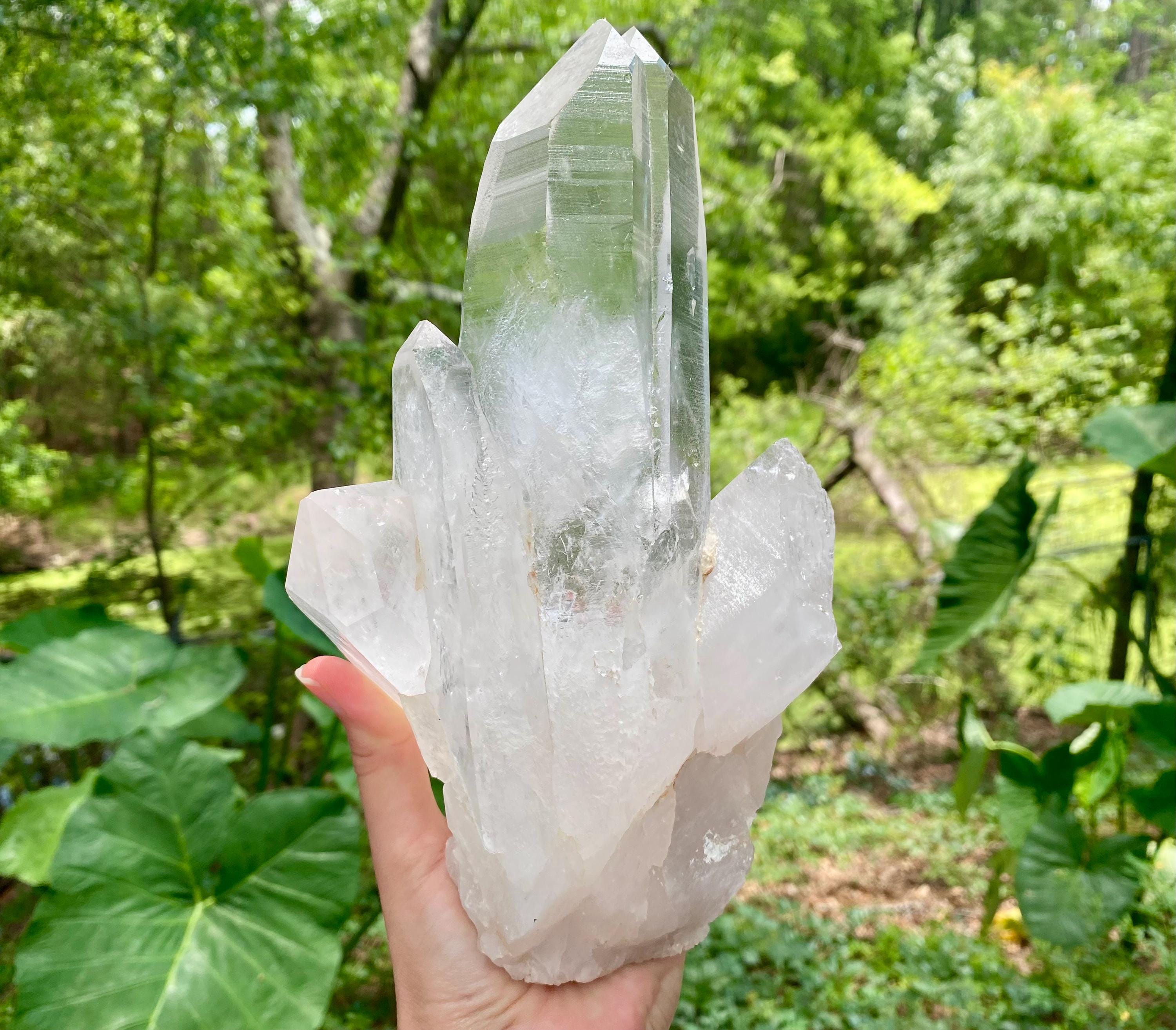 5 lb Clear Quartz Cluster: Raw Brazilian Crystal with Key & Imprints