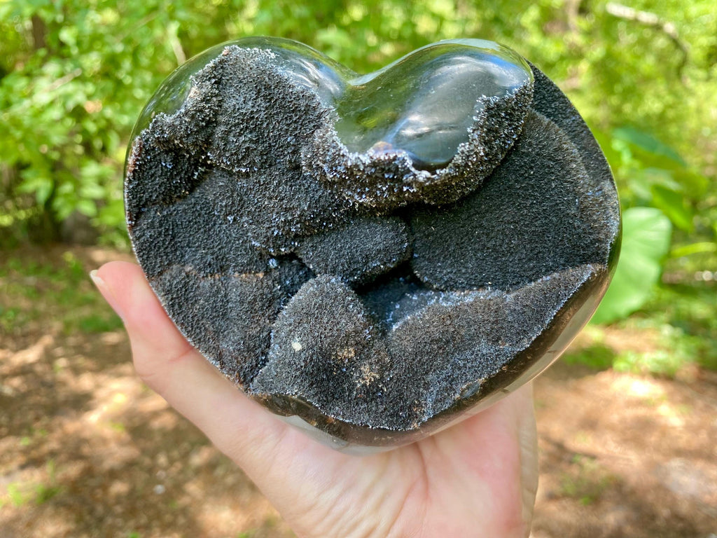 XL Septarian Heart Crystal: Madagascar Dragon Egg Stone, Druzy Cluster
