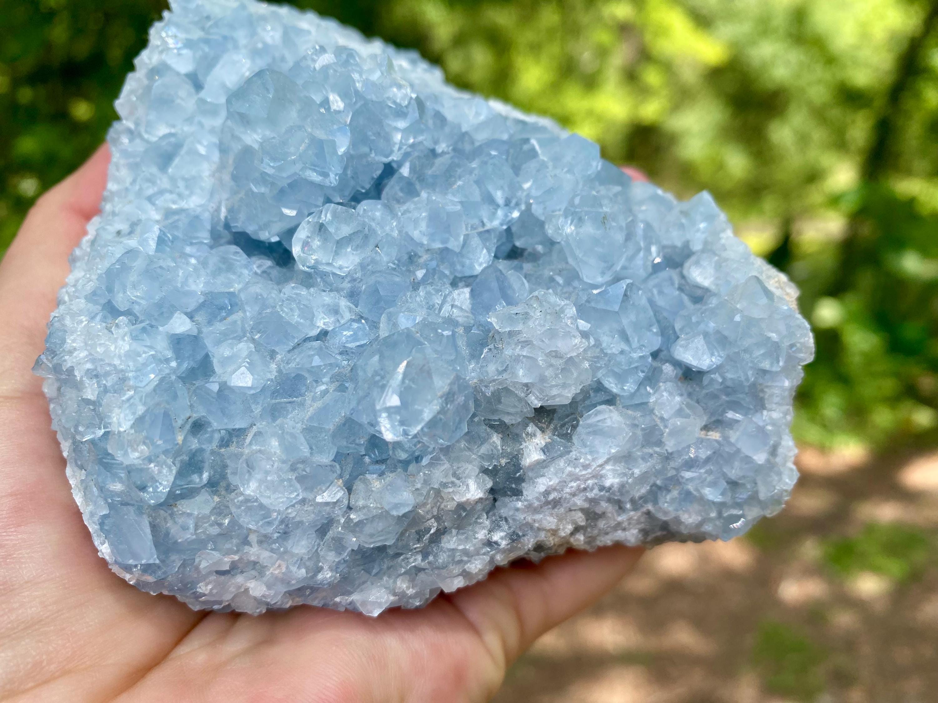 Raw Celestite Crystal Cluster: Madagascar Geode, Angelic Energy