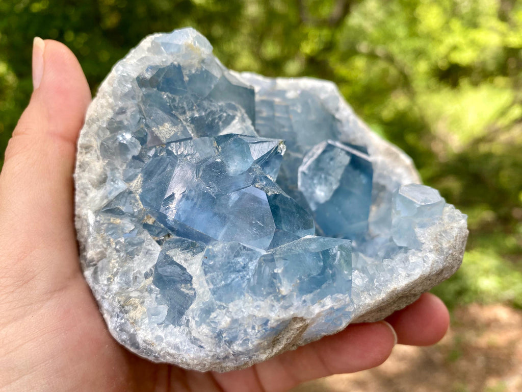 Raw Celestite Crystal Cluster: Madagascar Blue Healing Stone