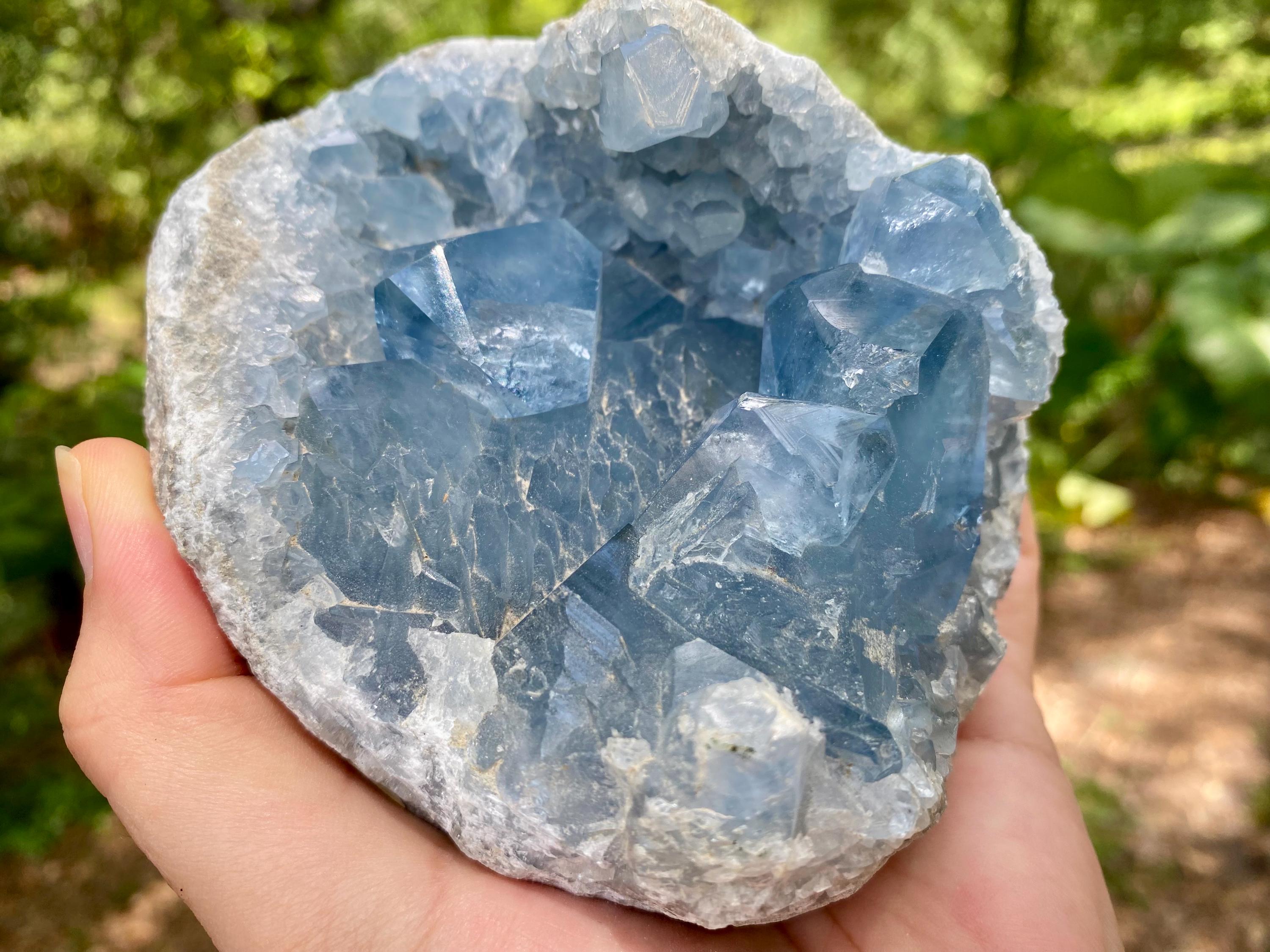 Raw Celestite Crystal Cluster: Madagascar Blue Healing Stone
