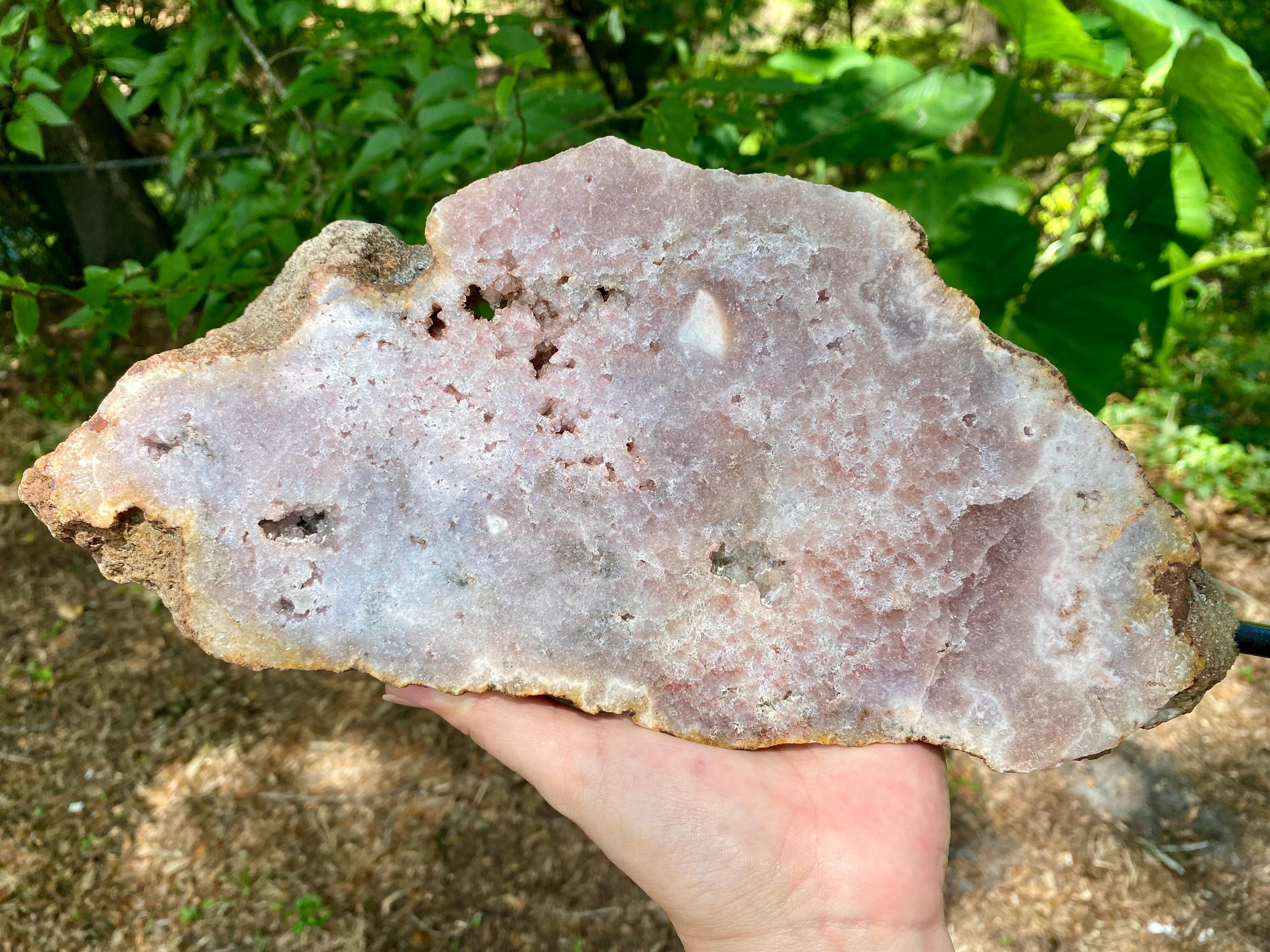 XL Pink Amethyst Crystal Slab on Metal Stand
