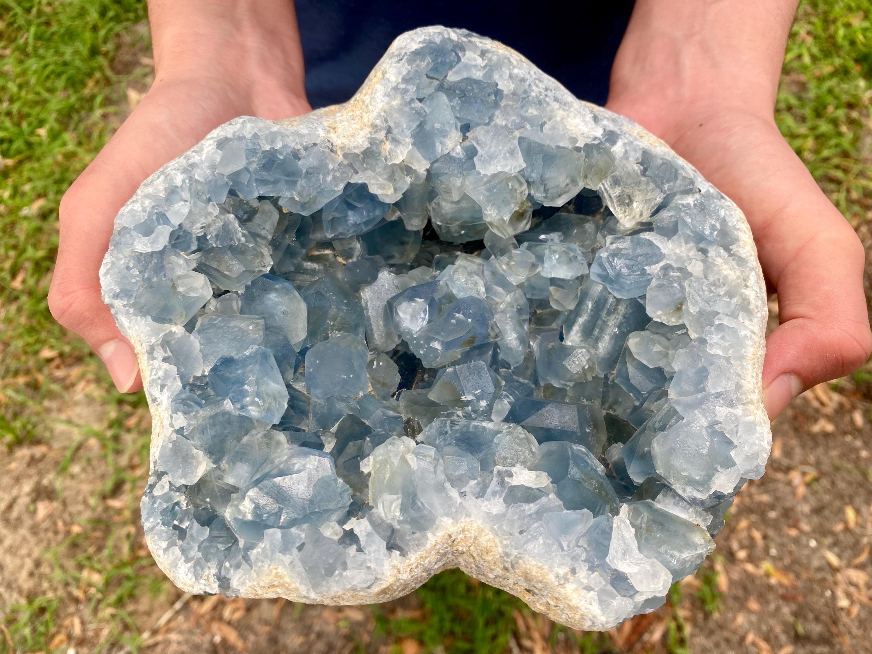 Extra Large Celestite Cluster. Magnificent Blue Celestite Geode.