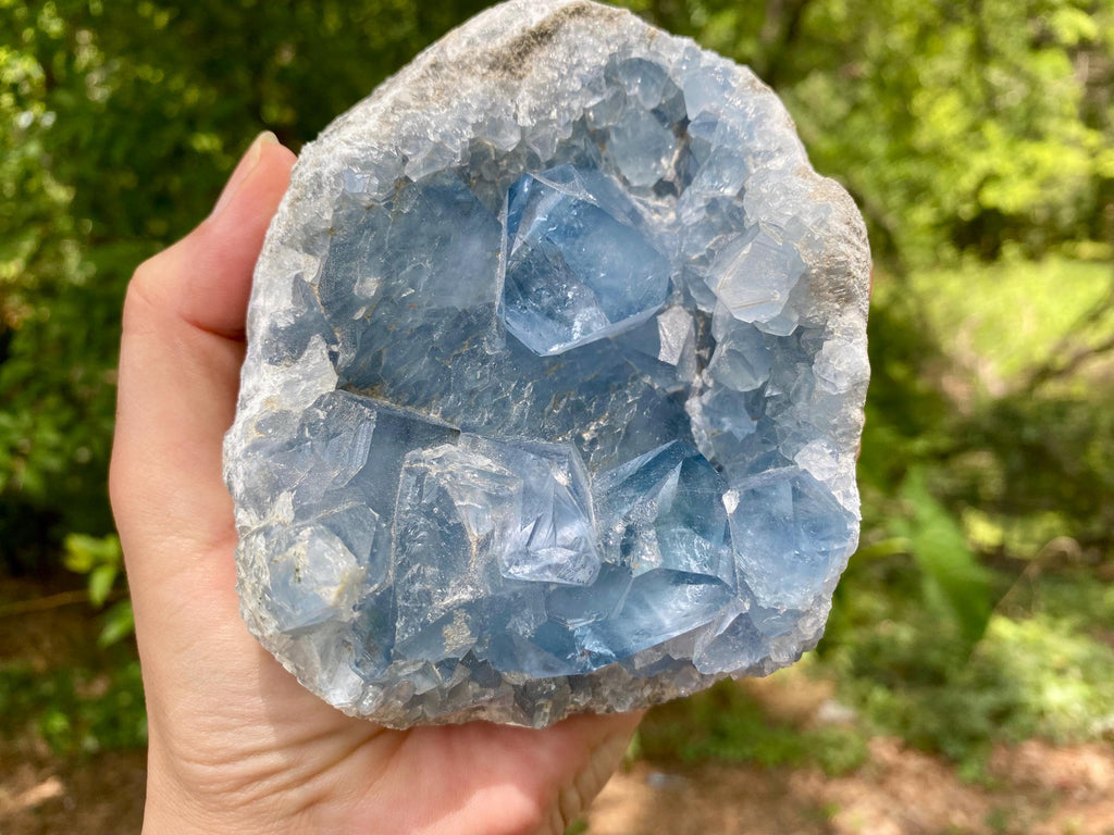 Raw Celestite Crystal Cluster: Madagascar Blue Healing Stone