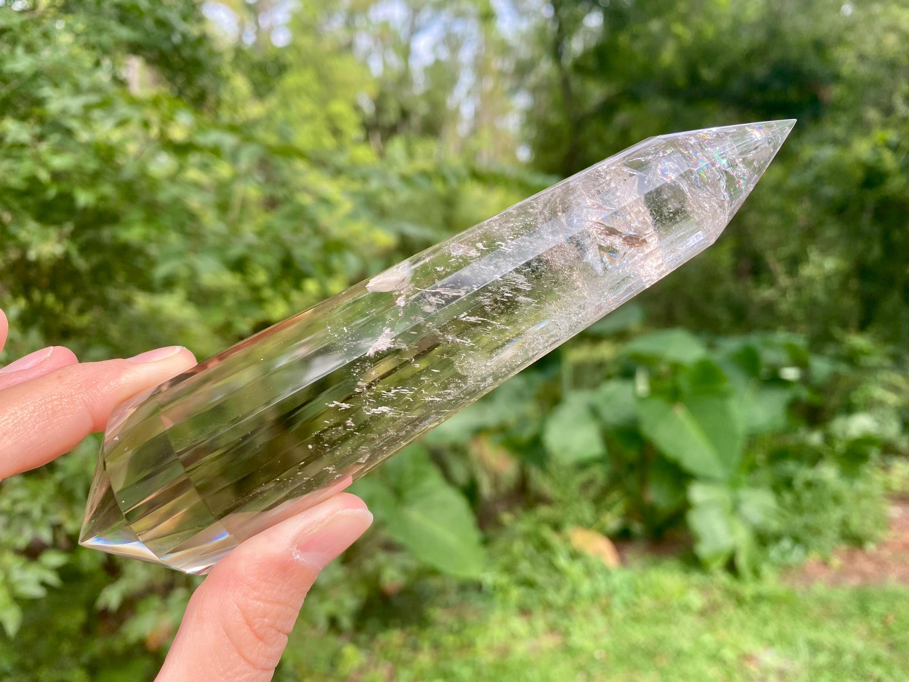 Vogel Cut Smoky Quartz Crystal Wand: Reiki Healing Energy Tool