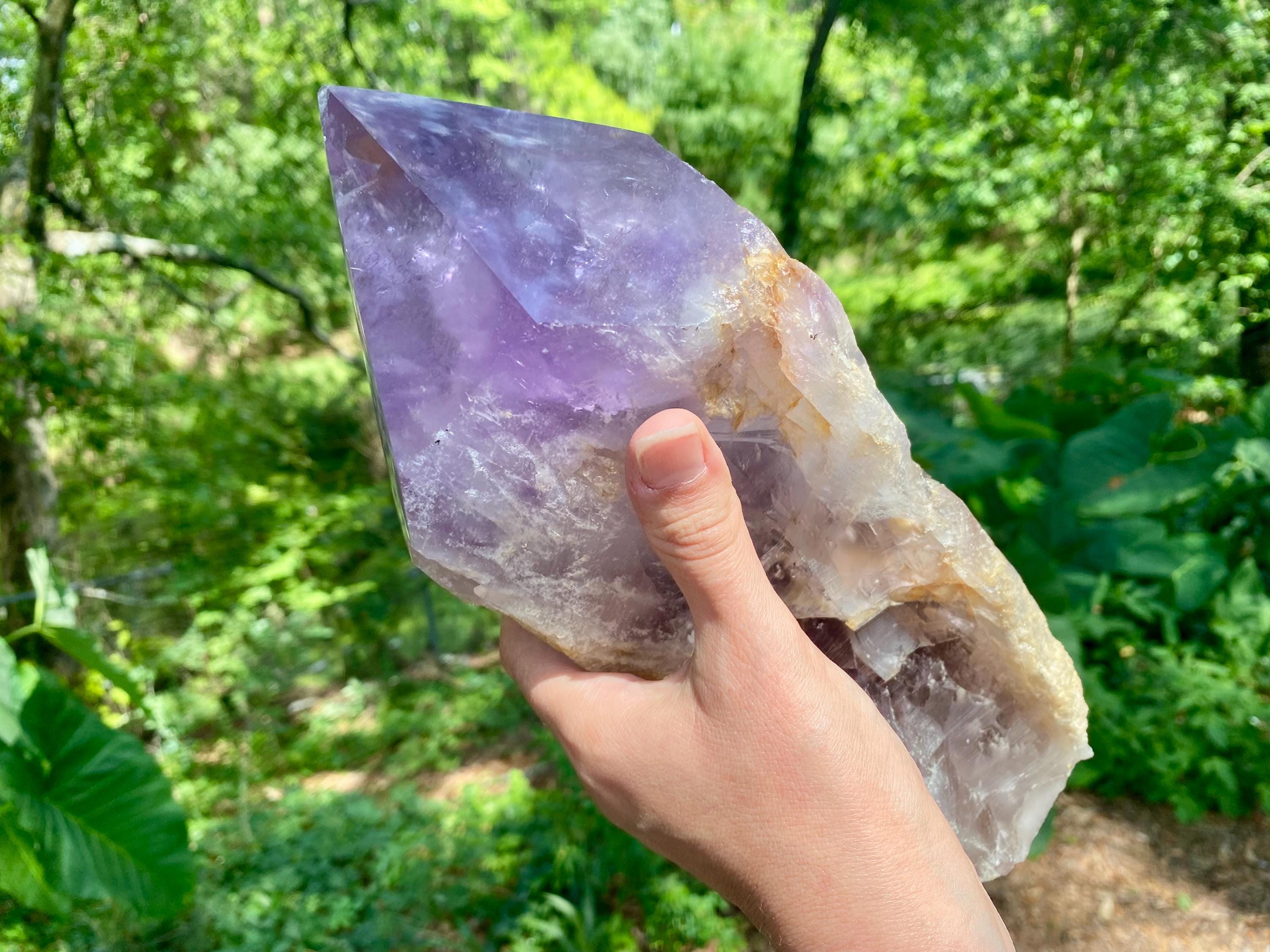 Self-Standing Crystal Generator Gigantic Amethyst Point Tower | Large Obelisk Crystal, Spiritual Protection, Meditation & High Energy Decor.