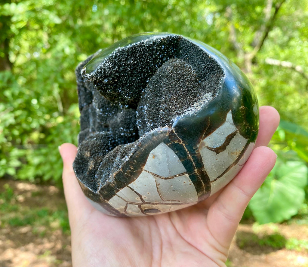 XL Septarian Heart Crystal: Madagascar Dragon Egg Stone, Druzy Cluster