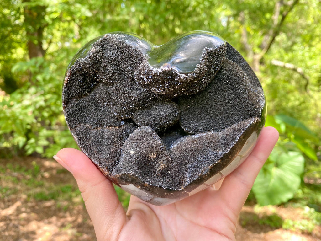XL Septarian Heart Crystal: Madagascar Dragon Egg Stone, Druzy Cluster