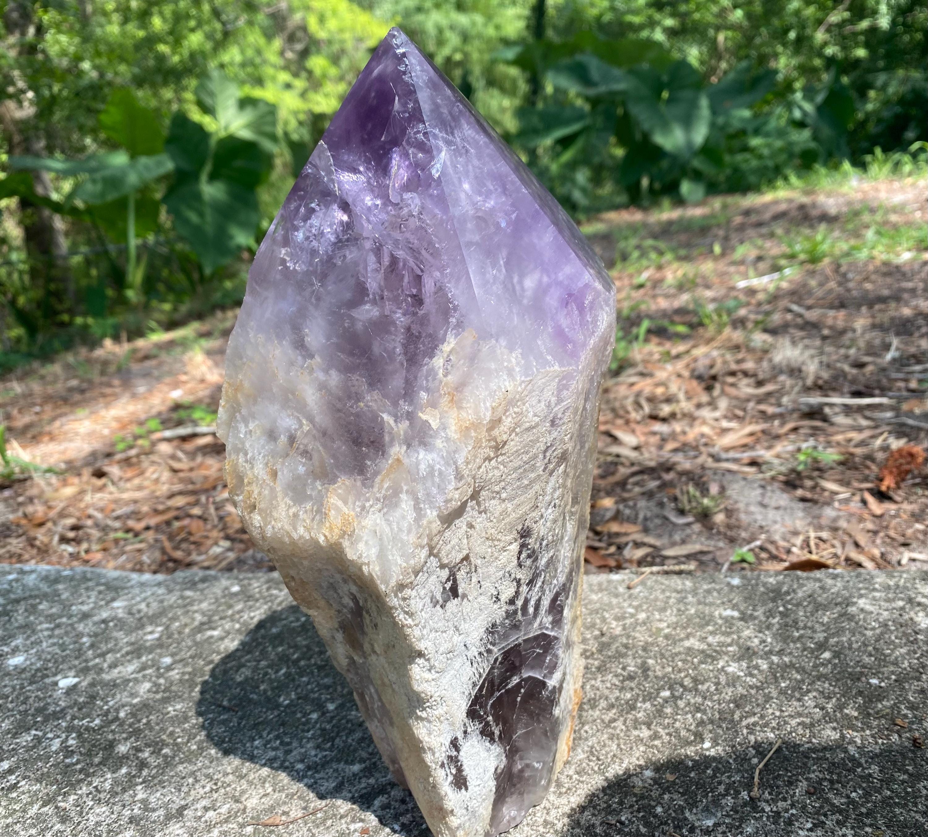 Self-Standing Crystal Generator Gigantic Amethyst Point Tower | Large Obelisk Crystal, Spiritual Protection, Meditation & High Energy Decor.