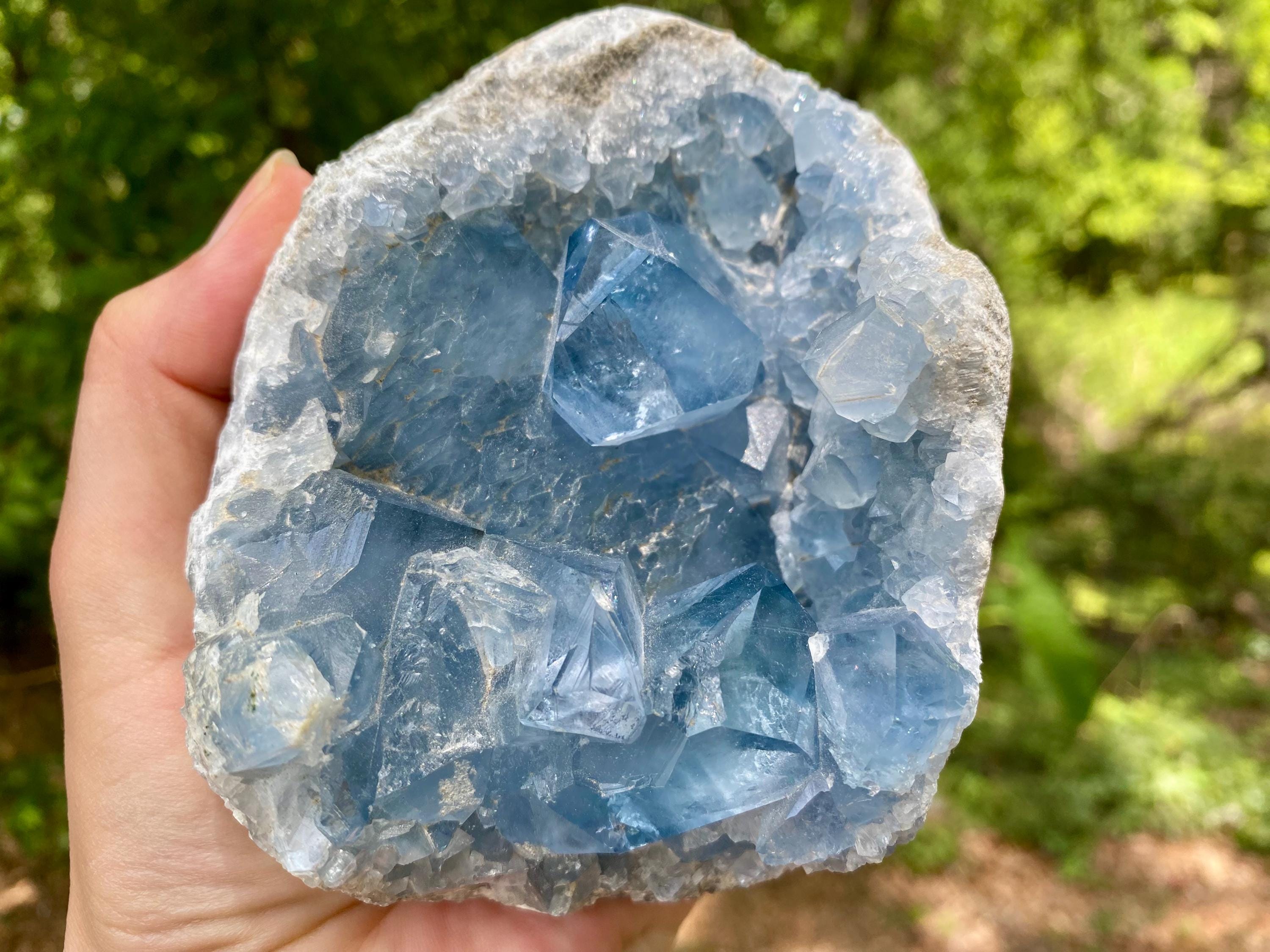 Raw Celestite Crystal Cluster: Madagascar Blue Healing Stone