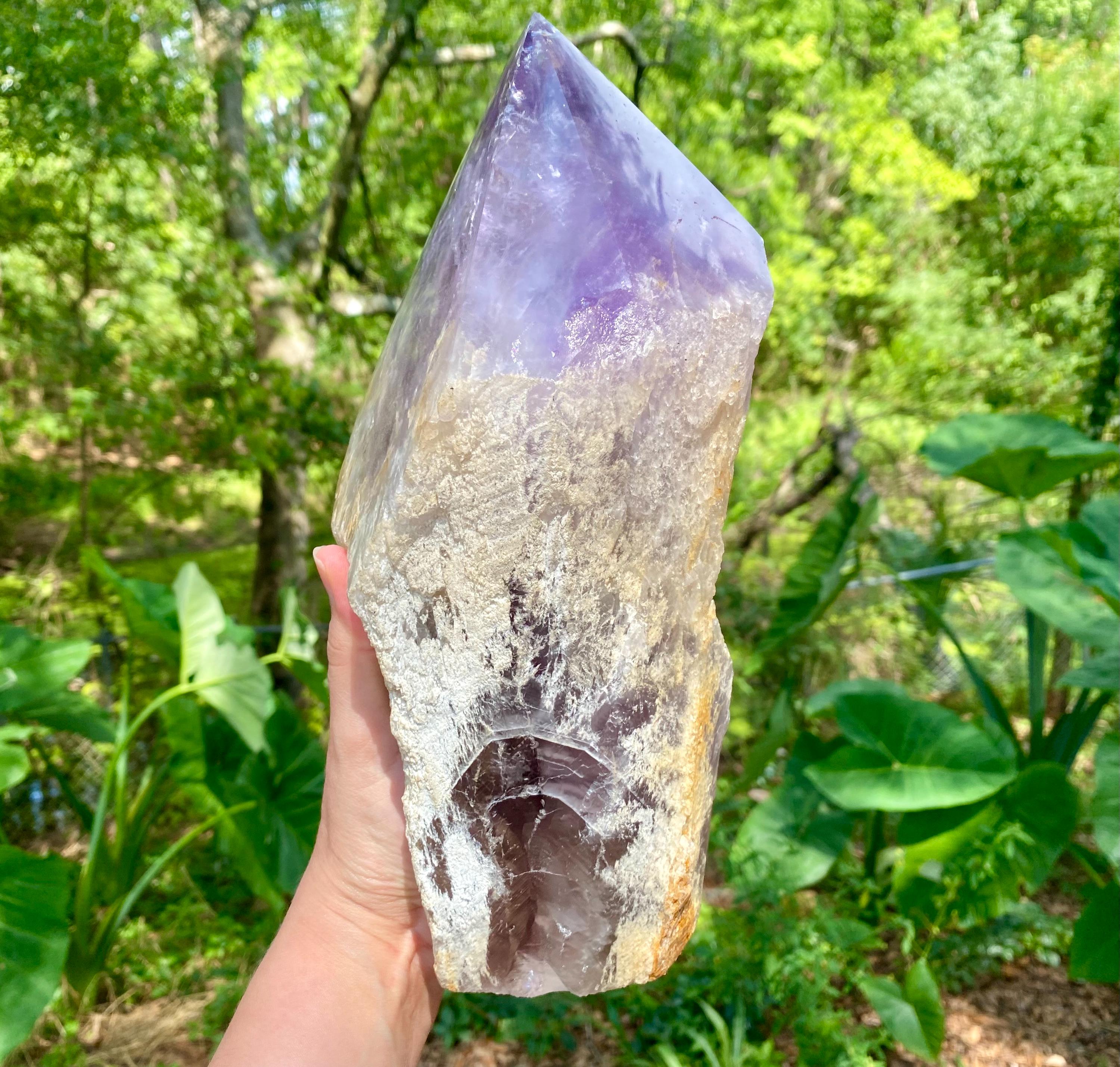 Self-Standing Crystal Generator Gigantic Amethyst Point Tower | Large Obelisk Crystal, Spiritual Protection, Meditation & High Energy Decor.